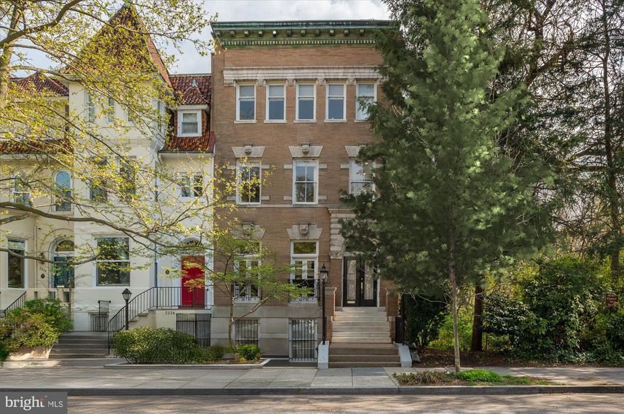 EXQUISITE NEW LISTING!!!
This circa 1900 Beaux Arts semi-detached townhouse is located among the architecturally distinctive embassies and residences for which Kalorama is so admired, and its exceptional location is just steps to the finest DC restaurants, entertainment, boutiques and Metro. Timeless character blends seamlessly with today’s most sought-after luxury and energy efficient amenities, including an elevator, solar panels and a two-car garage. Recently renovated and offered in pristine, move-in condition, the property features over 6,700 square feet of interiors that include 6 bedrooms, 7 full and two half-bathrooms. 
Natural light-filled interiors with generous entertaining spaces and lofty 11’ ceilings welcome both large and intimate gatherings across formal and informal areas. The Kitchen with Butler’s Pantry and the Family Room with walls of glass open to a private, walled rear Terrace and secure two-car Garage.
Upstairs, an exceptional Primary Suite features two en suite Bathrooms and Dressing areas as well as a generous Private Balcony with romantic western views over Rock Creek Park. Also on this level is a stunning Library/Second Bedroom with handsome detailing and a fireplace plus a private office. Spacious and bright Bedrooms Three and Four, each with an en suite Bathroom, are found on Upper Level Two.  The Lower Level is an unexpected bonus! Beginning with a bright and large One-Bedroom In-Law Suite that features a private front entrance, there is also an Exercise Room with en suite Bathroom, Laundry plus an additional Bedroom with Full Bathroom.
Showcasing intown living at its finest, this spectacular residence has it all!  Welcome Home.