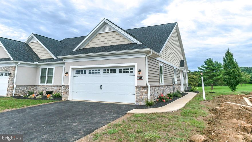 Popular Els 1 story floor plan in the Crossgates Community. Open floor plan with side entry. Spacious white kitchen with granite countertops, stone backsplash, stainless steel appliances, island, large pantry, open to the dining area and great room. Large first floor master suite with his & hers closets, master bathroom with comfort height vanity tops. Convenient 1st floor laundry room with sink, additional front bedroom or office with a full bathroom. Large unfinished basement with superior walls, perfect open slate to finish however you would like. Home overlooks the  8th fairway of the golf course. Enjoy the low maintenance living.