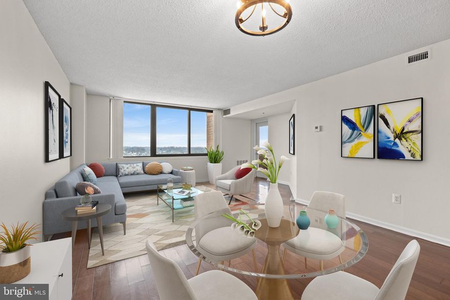 Unit 1907 at Grosvenor Park is a beautifully upgraded residence offering 930 sq ft of elegant living, framed by sweeping views from both the living room and bedroom. Designer touches and thoughtful improvements include new light fixtures and recessed lighting in 2026, energy-efficient windows in the living room and bedroom in 2022, GE stainless-steel appliances, a replaced washer/dryer in 2024, and hardwood flooring in the bedroom, with a $7,000 window replacement adding exceptional value.

A dedicated storage unit and assigned parking space enhance everyday convenience, while Grosvenor Park delivers an unmatched lifestyle with 24/7 concierge, resort-style pool, fitness center, sauna, lounge, media room, BBQ terrace, tennis and basketball courts, bike storage, picnic areas, business center, and dog park. Ideally located near Metro, major commuter routes, NIH, and Walter Reed, this is luxury living at its most effortless.