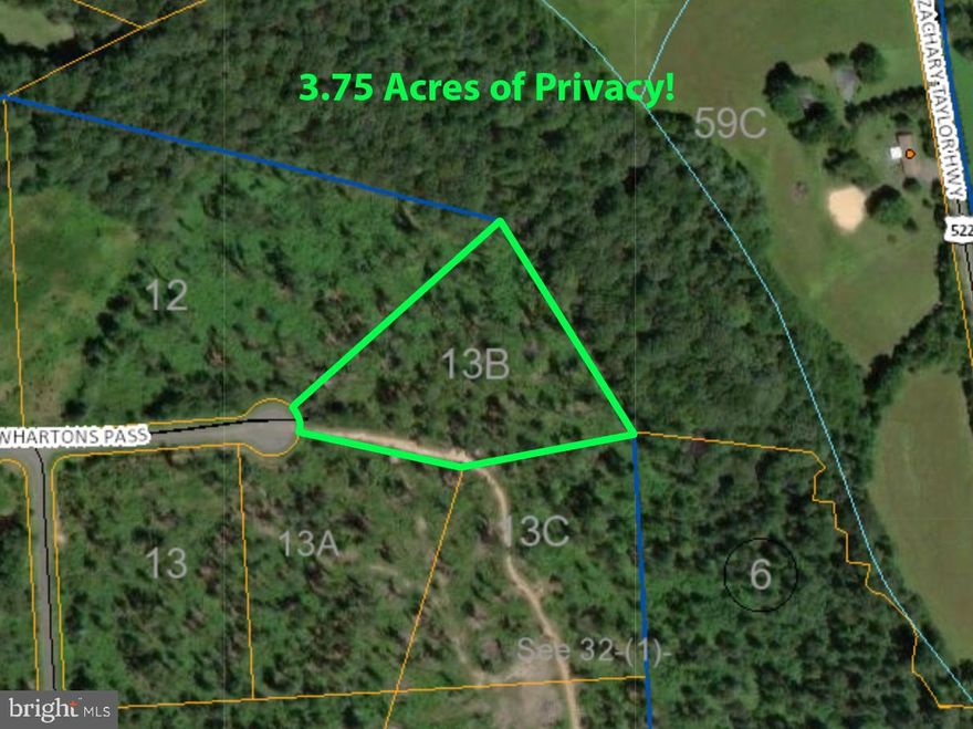 Spectacular 3.75 Acres off of Private Cul-de-sac!  Very private location tucked back off the road!  Previous soil work shows a four bedroom conventional perc.  All located in a quiet neighborhood within close proximity to schools, the town of Orange, Lake Anna & Locust Grove!  Other lots available!  Bring your builder or let us price your plan!