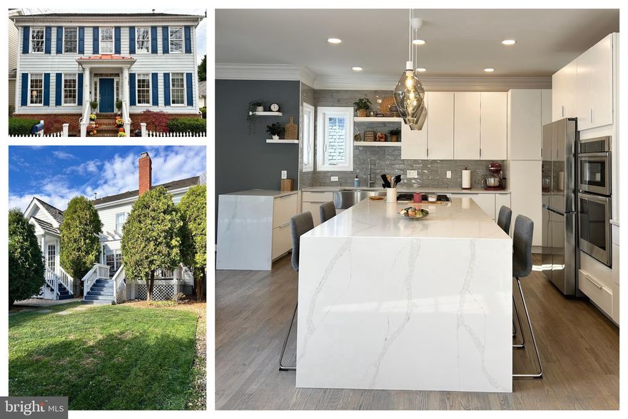 Kentlands gem! This light-filled, beautifully renovated smart home, boasting hardwood floors throughout, is designed for sophisticated living. It features a main floor with a seamless flow, a dedicated office with a wall-to-wall custom-built-in, an upscale gourmet kitchen with two quartz waterfalls, abundant hidden storage, and a magnificent oversized cooking island. The kitchen seamlessly connects to both the cozy living room with a fireplace and the formal dining room (with elegant wainscoting) via a butler's pantry complete with a wine/beverage fridge. The adjacent breakfast area opens via a sliding door to a private, fully fenced oasis with evergreens, as well as a mud/laundry room that leads to the detached 2-car garage. Upstairs, the space features four well-sized bedrooms, including a spacious, serene primary suite with a tray ceiling, his/hers walk-in closets, and an updated bath with a soaking tub and walk-in shower. The hall bath is also updated with a double floating vanity and high-end Porcelanosa materials. The large, finished basement offers excellent flexibility, including a fully renovated bathroom, two flex rooms (one ideal for a guest suite), a custom reclaimed wood accent wall for added character, and a massive built-in unit for books and games. A flawless combination of location and luxury—step inside and instantly feel at home!