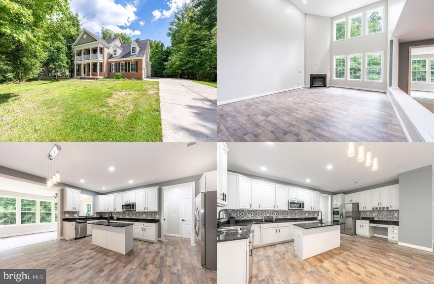 Nestled on a beautiful 1.05 wooded acres of tranquility for ultimate privacy, this newly renovated 4 bedroom, 2.5 bath luxury home delivers finely crafted living space and shines like a fine diamond! A stately brick façade, portico entrance, oversized driveway, 2-car side-loading garage, an open floor plan, high ceilings, gorgeous new hardwood floors, fireplace, custom moldings, and an abundance of windows are only some of the reasons this home is so special. A gourmet kitchen and gracious owner’s suite create instant appeal, while fresh new paint, upgraded lighting, fixtures and hardware, new carpet, and renovated baths make it move-in ready and just waiting for you to claim it as your own. ****** Rich hardwood floors greet you in the grand 2-story foyer and usher you into the elegant living room on your left where windows on two walls including a graceful bow of windows bathe the space in natural light. Opposite the foyer, the banquet sized dining room is accented by chair rail and a shimmering candelabra chandelier adding refined distinction. A butler’s pantry introduces the gourmet kitchen that serves up a feast for the eyes with gleaming countertops, pristine white 42” cabinetry, and stainless steel appliances including double wall ovens. A large center island/breakfast bar with prep sink and a planning desk provide additional working surface, as the breakfast area with triple pendant lighting is perfect for daily dining. The sun-drenched morning room with walls of windows is ideal for gathering with family and friends, while the two-story family room beckons with stacked windows providing wooded views and a cozy gas fireplace serving as the focal point of the room. A library, a powder room, and laundry room round out the main level. ****** Ascend the staircase with wrought iron balusters to the landing overlooking the foyer and family room below. Onward, the gracious owner’s suite boasts a double door entry, plush new carpet, a contemporary lighted ceiling fan, walk-in closet, and a separate vanity area. The en suite bath features a dual sink vanity, water closet, corner soaking tub, and a step-in shower with marble style surround and flooring—the finest in personal pampering! Down the hall, three additional bright and sunny bedrooms, each with new carpeting enjoy easy access to the hall bath updated to perfection. The unfinished walk-up lower level delivers expansive storage space and allows you the freedom to customize it to meet the demands of your lifestyle—thus completing the comfort and convenience of this wonderful home. ****** All this in a peaceful residential setting that will make you feel miles away from the hustle and bustle yet just minutes to an abundance of shopping, dining, entertainment choices, and many local parks. Commuters will appreciate the central location with easy access to Routes 210 and 301, Waldorf, LaPlata, National Harbor, MGM, Alexandria/DC and more! For a suburban retreat that offers sophistication and comfort with all the modern luxuries, this is it!