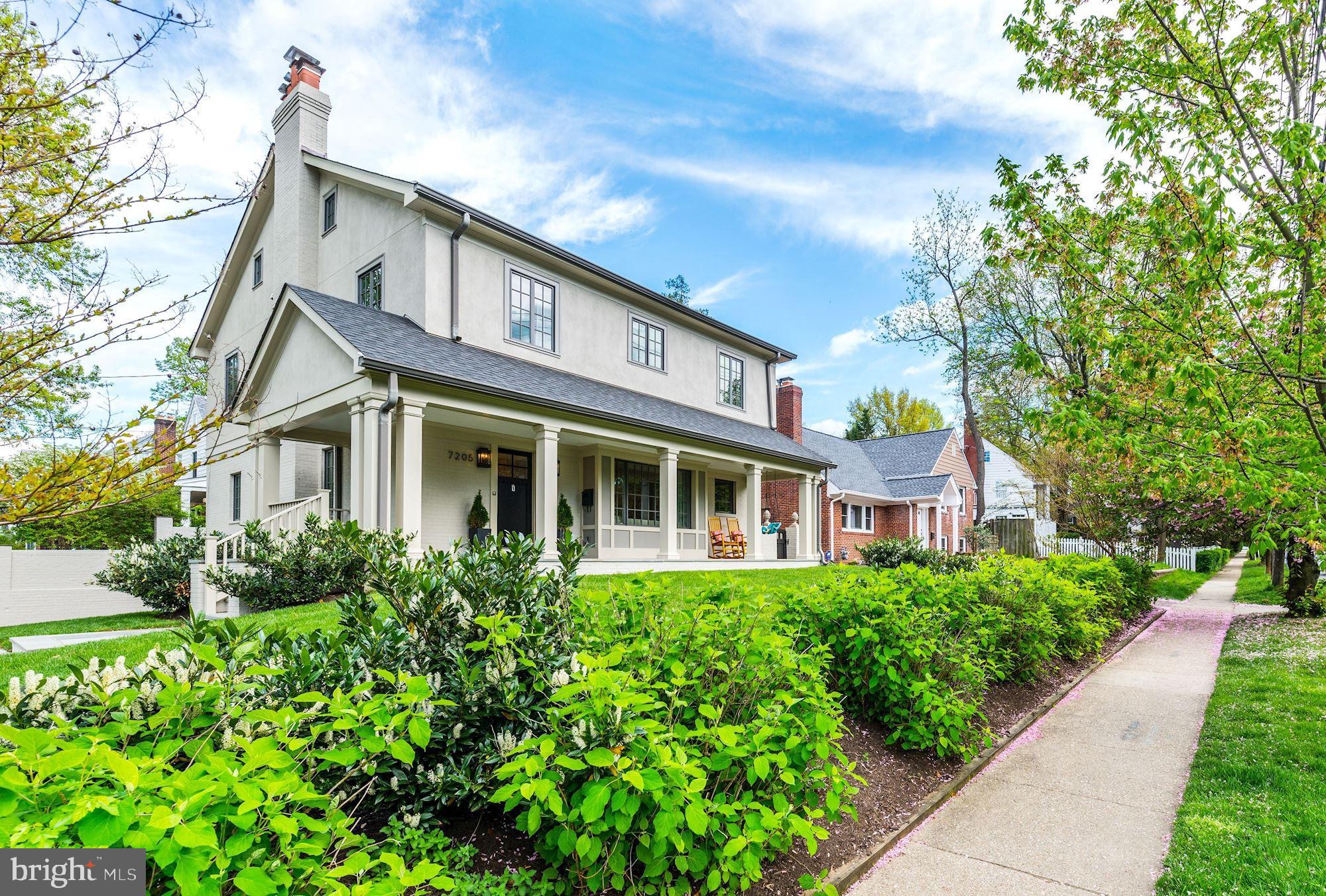 JUST LISTED! Fantastic Expanded & Renovated Colonial w/ 5 BR Suites, 5.5 BA, entertaining floor plan w/ top-of-the-line designer Kitchen, Butler Pantry, Guest Suite & private Office. French doors on main level walk out to Garden & Terrace for al fresco entertaining. 3 BR Suites up include luxe Master w/ Marble Bath, separate tub and shower, double vanity, and His & Her Walk-In Closets. Lower Level is fully finished with large Rec Room w/ unique indoor grill & bread oven, as well as 5th BR & BA. Side-Loading Garage. Great Chevy Chase location only 1-mile to DC line. Must see!