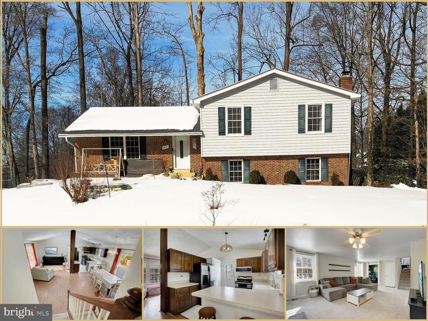 Discover peaceful coastal charm in Chesapeake Beach, a delightful bayside community celebrated for its scenic Chesapeake Bay shores, beautiful beaches and boardwalks, laid-back beach town vibe with an emerging restaurant scene. This 3-bedroom, 2-bath split-level residence sits on a serene, wooded backyard lot overlooking Brookeside Dr.  But don't let this split level home fool you... There are not 2, not 3, but 4 levels of potential living space in this home!  Move right in and enjoy the top 3 levels and use the lower level basement for all of your storage needs, or finish the 4th level for instant sweat equity.  The main level welcomes you with an expansive, light-filled open concept, highlighted by dramatic cathedral ceilings, with durable wide-plank laminate flooring.  The kitchen is open to the dining area and offers a functional layout, with stainless steel appliances, a pantry and a breakfast bar for casual meals. Head upstairs to find generous secondary bedrooms, a full hallway bath, and the primary suite with a renovated bathroom with a tile shower. Downstairs, the finished lower level delivers a cozy, yet large, family room centered around a charming brick electric fireplace, along with a practical, oversized laundry area that opens directly to the exterior. A sizable unfinished basement provides excellent potential for customization—whether adding living space, a home office, gym, or simply maximizing storage. Step out back to a large wooden deck ideal for grilling, relaxing, and enjoying those gentle bay breezes, complemented by a recently installed roof and newer HVAC for peace of mind. Plus, enjoy effortless access to major commuter routes connecting to Washington, D.C., Northern Virginia, and nearby urban centers—making this the perfect blend of tranquil retreat and convenient location.