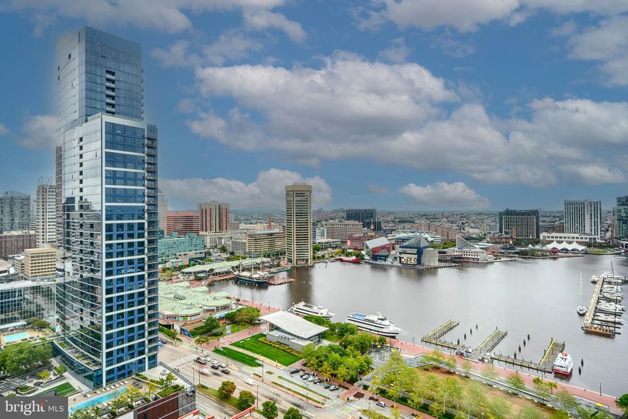 Rarely available rental with sweeping water view of the inner harbor from the 23rd floor. Property is available for immediate move in and offers front desk, conceirge service, security, covered/ assigned garage parking space. Both bedrooms offer en suite bathrooms. Spacious kitchen has plenty of storage and prep space, as well as a large pantry, previously used as a wine cellar! The large open living room provides great views of the inner harbor as well as the downtown skyline.