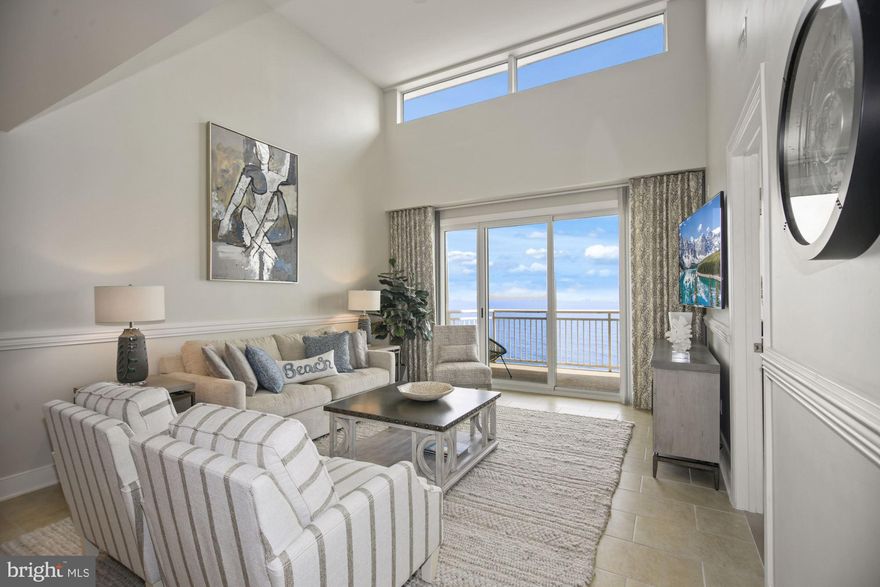 ***PRICE REDUCTION! ***
Magnificent Oceanfront Penthouse! 
Rare Opportunity in Ocean City’s Most Prestigious Residential Condo on the Beach!
Quality craftsmanship and fine details flow throughout this magnificent oceanfront penthouse condo.  Behold the dramatic 15’ vaulted living room ceiling and adjacent owner’s suite both with sweeping ocean views.  Professionally decorated furnishings and tasteful decor create a luxurious atmosphere for the most discerning buyer. Features include tile flooring, upgraded bedroom carpeting, chair railing and creative millwork throughout, enhanced by contemporary lighting. Stunning panoramic water views are visible across the spacious primary suite with access to the oceanfront balcony. 
The beautifully appointed kitchen features upgraded maple cabinetry, granite counter tops, high-end Viking appliances, Sub-zero built-in refrigerator, tile backsplash, and large center island with built-in wine & beverage cooler. The sizable dining area is accented by a distinctive tray ceiling.
Lavish primary suite bathroom provides a relaxing marble retreat with dual sinks, oversized whirlpool tub and spacious glass enclosed shower.   Two walk-in closets feature custom built-in cabinetry. Two additional bedrooms, each with full baths, ensure space and privacy for guests. Quality window treatments throughout round out this amazing residence.
Enjoy all the extraordinary amenities the Gateway Grand has to offer from the year-round heated indoor and outdoor pools, state-of-the-art fitness center as well as a private oceanfront sun terrace, private club lounges and a kids club room. Special building features include on-site property management, 24/7 security, welcoming concierge at the luxurious lobby a vending/snack center.  The secure, gated indoor garage includes two electric vehicle chargers.  This unit includes two convenient parking spaces with direct access to elevators and fully enclosed hallway corridors ensuring comfortable weather-free access to all building units.  And if that’s not all, enjoy the convenience of a fully staffed on-site maintenance team that will keep your unit in working order plus the maintenance department can be hired for your personal projects, repairs, and upgrades.  
Don't miss this extremely rare opportunity on the prestigious Penthouse floor in Ocean City’s most luxurious waterfront condo building!