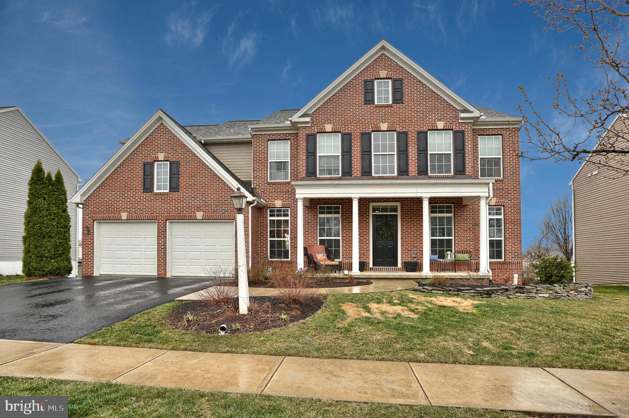 Beautiful one-owner home in Southpoint Meadows II in Derry Township school district. 5 bedrooms, 3 full baths, 2 half baths, finished basement, and professionally landscaped yard that opens to green space. This home has lots of windows and is warm and bright throughout. There are 9 foot ceilings on first and second levels as well as in the basement. Hardwood floors flow through living room, dining room, kitchen, laundry room, powder room, foyer, and up the steps through upstairs hallway. The kitchen is a cook s delight with quartz counter tops, large, sunny eat-in area, and stainless steel appliances: 5 burner gas stove, double ovens, dishwasher, and microwave. Owners have remodeled the kitchen to add additional counter space and an extra large island with seating and storage on both sides of the island. The kitchen opens to the family room with a coffered ceiling and gas fireplace. The first floor also has a powder room, den, and laundry room (with sink and additional storage space). The screened in porch overlooks a large paver patio and feels like an extension of the house with ceramic tile floor. The second floor offers 5 bedrooms and 3 full bathrooms, with two bedrooms sharing a Jack and Jill bathroom. The spacious master suite has two walk in closets and a master bath featuring double sink vanity, separate tub, and shower. The finished basement has 1000 square feet of bonus living space, a powder room, and 500 additional square feet of storage space. Located within mile of Gelder Park and walking trails, close to med center.