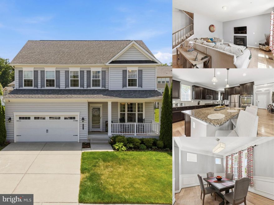 Stunning 4-bedroom, 3.5-bath detached Colonial in the sought-after Residences at Quarry Place offering over 3,700 square feet of finished living space across three spacious levels, including a partially finished lower level with a wet bar. A welcoming front porch sets the tone, while the main level features rich hardwood floors, a warm family room with a fireplace, an open flow connecting the living, dining, and kitchen spaces, plus a convenient half bath for guests. Upstairs, the spacious primary suite offers an elegant tray ceiling and private full bath, while three additional bedrooms share a full hall bath, creating a comfortable and functional upper-level layout. The partially finished lower level adds approximately 1,000 square feet of flexible living space with a full bath, ideal for a recreation room, home theater, gym, lounge, game area, or guest space, with additional unfinished space for storage. A 2-car garage and concrete driveway add everyday convenience. Located in Reisterstown’s Residences at Quarry Place, this well-maintained home offers a commuter-friendly setting near I-795, MD-140, the MARC Train, shopping, dining, and everyday conveniences. An exceptional Colonial with space, style, and flexibility in a desirable community.