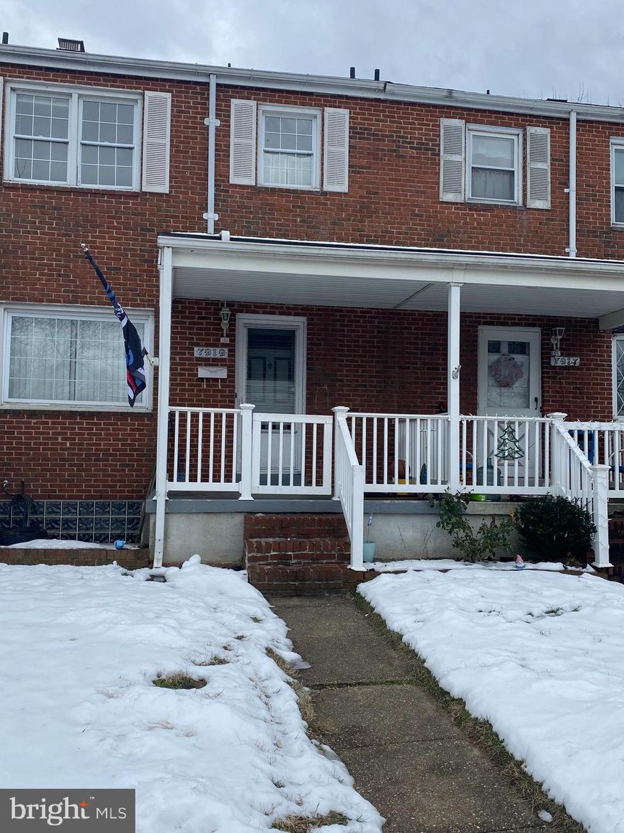 Perfect for a First time homebuyer or add another investment to your Rental Portfolio.  3 bedroom 1.5 bath located in Dundalk.  Original Hardwood floors throughout the main level.  Large front window, covered Front and back porch.  Rear fenced in yard that backs to an open grass area and parking pad.  Finished basement perfect for additional bedroom or living space.  Large utility area with washer, dryer and utility area.  Plenty of storage space.