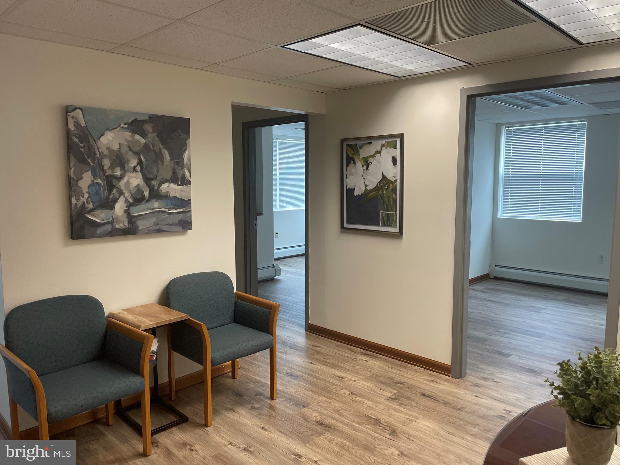 Beautiful A+ office space. Four newly redone offices. Offices can be rented out individually or the entire unit can be rented as a whole. Rental comes with common waiting room, bathroom and break room with kitchen. Utilities and taxes are included each office has one designated parking space. Additional parking is available in the lot and on the street. Individual offices square feet: 3 offices at approximately 100sqft, one at 200sqft. Rent listed is approximate for price per unit. Full unit rental negotiable.