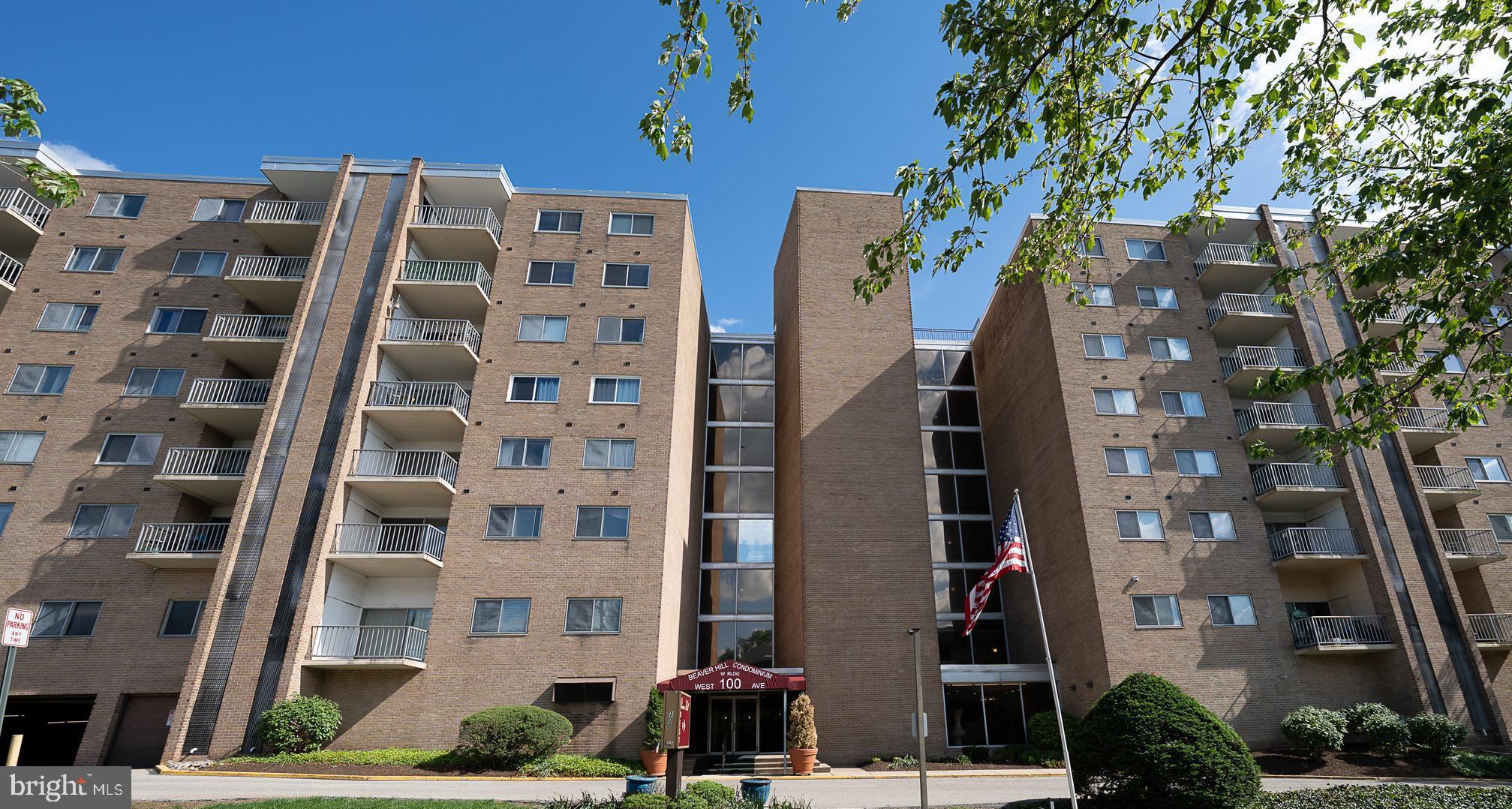Spacious 2 Bedroom 2 Bath Condo in sought after Beaver Hill Condos. Galley Kitchen with white cabinets, gas cooking , tiled backsplash and granite counter tops. Combination Dining Area/Living Room give you lots of options for flexibility for living space/furniture. Plenty of room to entertain and relax . Don't miss the patio offering privacy and a great view! Control your own heat and central air conditioning. Spacious main bedroom with large closets that are well organized. Main bathroom with walk in shower. Full bathroom with tub/ shower, linen closet in the hallway. Second bedroom with great closet space. Floors have just been refinished, new dishwasher and the condo has been freshly painted! Move in ready condition! This unit offers lot of good closet space and additional storage unit in the building. Beaver Hill is known for it's great location close to the Jenkintown Train Station, impeccably kept building, beautiful swimming pool and remodeled Community Room. You will be wowed by the renovated foyer and great Doorman Service. Great Jenkintown Schools, close to area Universities and Hospitals, Post Office, Downtown Jenkintown Restaurants and Hiway Movie Theater. Across from the Train Station and close to 309,476 and Turnpike access. Condo fees include exterior/interior building maintenance, heat, electricity, water, snow and trash removal.