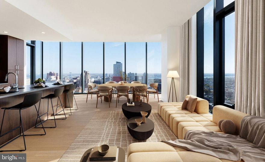 Welcome to Penthouse PHC2, a 3-bedroom, 1,650 sq. ft. residence in the architecturally acclaimed 210 South 12th, a 32-story luxury tower designed by RSHP (formerly Rogers Stirk Harbour + Partners), founded by Pritzker Prize winning architect Richard Rogers. This modern building offers a premier Center City lifestyle with exceptional amenities and thoughtfully designed residences.

Residents enjoy access to three levels of amenities, including:
• State-of-the-art outdoor pool and lounge
• Fitness center with advanced equipment
• Dedicated yoga and wellness studios
• Resident lounges and co-working areas
• Multiple outdoor terraces with sweeping city views
• Pet-friendly amenities
• 24/7 concierge and secure entry
• 100 % Ev-equipped Automated Parking
 
Inside PHC2, floor-to-ceiling windows frame stunning skyline views and fill the home with natural light. The kitchen features Caesarstone® countertops, walnut-style cabinetry, a chic European backsplash, and an expansive pantry. Additional highlights include a discreet VRF A/C system, keyless entry, generous storage throughout, and large walk-in closets in the primary suite. Bathrooms showcase elegant European tilework and modern fixtures.

210 South 12th also includes three ground-floor retail spaces, one providing access to a second-floor retail level, with 376 residential units above, creating a vibrant, connected, and elevated Center City living experience.