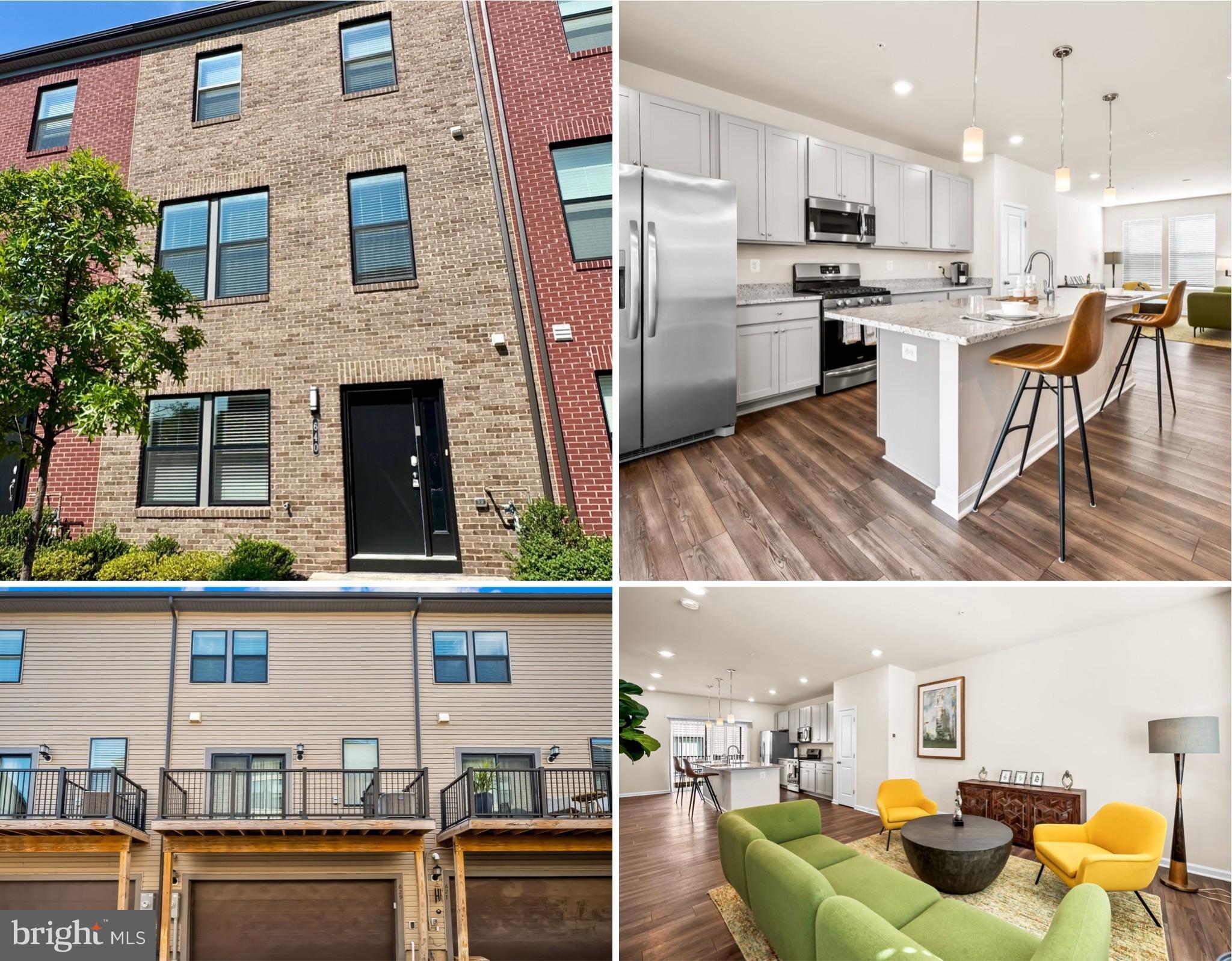 Welcome to 640 Mozart Way, a stunning three-level, two-bedroom, two-full, two-half bath, two-car garage townhome, nearly new, built by Lennar Homes in the Refinery Row community of Brewers Hill. $25K incentive to buy with little money out of pocket, 100% financing (no MIP) & no HOA dues for 1st 12 months when you use the preferred lender and title. Inside, enjoy wide-plank flooring, an open-concept living space, designer LED lighting, and a private rear deck. The modern chef's kitchen boasts shaker cabinets, granite countertops, an oversized island, and stainless steel appliances. Spacious bedrooms feature large walk-in closets, while the primary bath includes a double vanity, granite counters, and tile flooring. Just 5 minutes from I-95 and I-895, this prime location offers walking access to Starbucks, Volo Sport Courts, shops, restaurants, parks, and Johns Hopkins. Enjoy peace of mind with approximately six years remaining on the builder's structural warranty. Contact the listing agent for more information. Additionally, it qualifies for the Johns Hopkins Live Near Your Work 5 K grant! Other grants & incentives may be available! Sample photos & virtual staging.