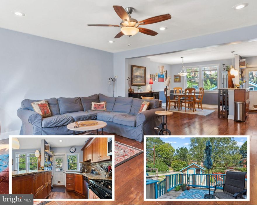 An entertainers dream! Wide open 1st floor with wood floors, recessed lighting & convenient half bath. The kitchen boasts granite countertops, stainless steel appliances, breakfast bar, full dining space, & direct access to back deck, large storage shed (w/ electric), & parking pad. Upstairs has 3 bedrooms & full bath with  jetted tub. Fully finished basement with recessed lighting, separate full laundry room, in-law-suite with its own bedroom, full bath, & walk-out.