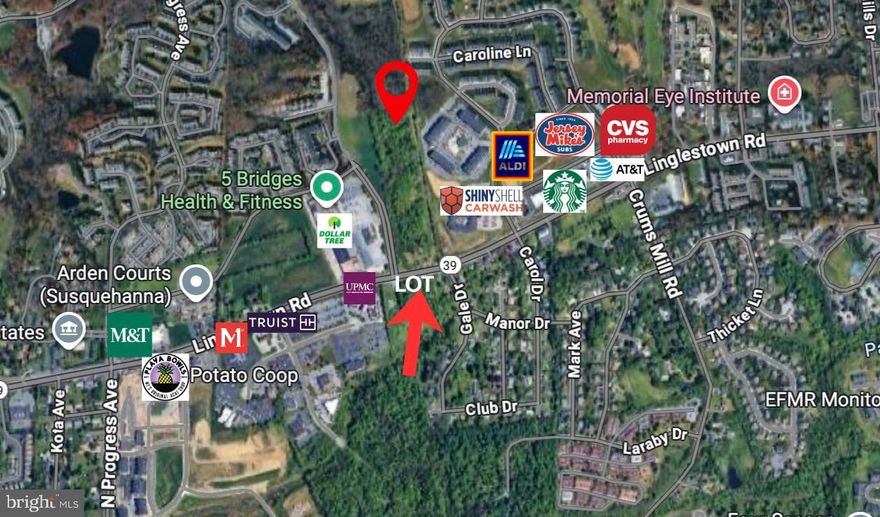 Vacant Lot located on Linglestown Rd, surrounded by stores & services. Great location. Access through driveway off Linglestown Rd. Recently surveyed. All corners are clearly marked. Triangular shape lot with over 130 feet of road frontage.