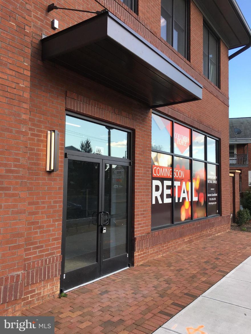 Vanilla Shell retail space in newly constructed condo building, "Columbia Place". 1,102 total sq ft with rough-in plumbing for one ADA bathroom. Lots of window flooded with natural light.  Street level- use for Retail or Office. No FOOD business, unless like a Deli. Each space has 120/208 volt 3 phase power; and a 400 amp individual service. Hot water heaters installed must be electric & No Gas.
