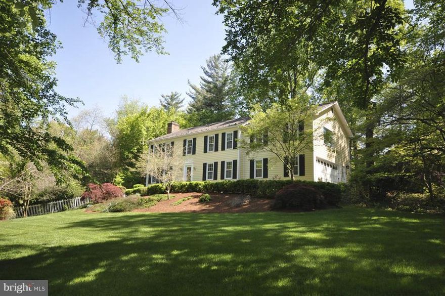 NEW PRICE - Charming New England-style Colonial on 2+ bucolic gated acres affording wonderful privacy.   Exceptional Grounds offers Pool, Hot tub, waterfall, & tennis court. Renovated in 1995, updated 2002, kitchen redone in 2013, large Living & Dining Room, wood paneled family room, sun room, 2 master BR's w/ en-suite BA, 3 additional BR & 1 BA. Lower level family room w/ full BA.  2-Car Garage.