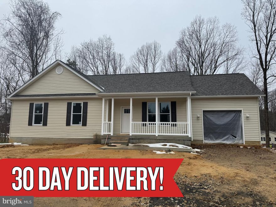 30 DAY DELIVERY!  New construction nearly complete in Northern Calvert County, offering the ease and comfort of one-level living in the highly desirable Huntingtown area. This four-bedroom, three-bath rambler is currently being built and showcases many of today’s most popular finishes, including granite countertops, stainless steel appliances, luxury vinyl plank flooring throughout, and a fully finished basement—perfect for extended living, entertaining, or flexible use. Set on a generous 1-acre lot with no HOA or restrictive covenants, this property provides both privacy and freedom while still offering convenient access to Washington, D.C., Northern Virginia, and surrounding metro areas. Located within one of Calvert County’s top-rated school districts, this home delivers an ideal balance of modern comfort, convenience, and community.