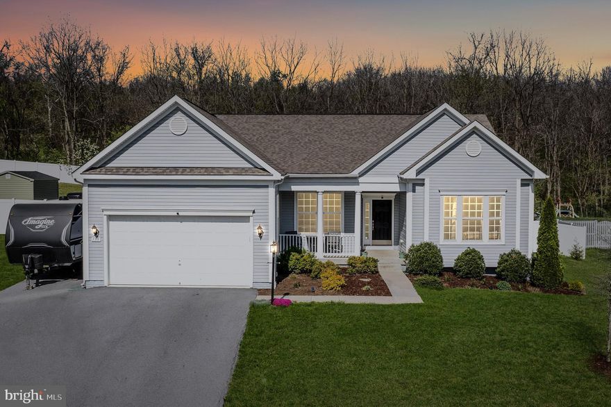 Spacious ranch home with partially finished basement in great location!

This charming home offers the ease of single-level living with the bonus of a partially finished basement—all on a 0.42 acre lot!

Step onto the welcoming front porch and into a bright, open layout. To your left, a light-filled dining room, and to your right, one of four bedrooms that also makes a perfect dedicated office. The vaulted-ceiling family room features a newly inspected and cleaned wood-burning fireplace with a blower, creating a cozy centerpiece.

The open kitchen and dining area include a convenient peninsula, pantry, and access to the deck—perfect for everyday living and entertaining. The vaulted ceiling extends into the spacious primary suite, complete with a walk-in closet and a large bathroom featuring a separate tub and shower.

On the opposite side of the home, you'll find two additional bedrooms, a full bathroom, and a laundry room just off the garage entrance.

Downstairs, the basement offers 1,250 sq. ft. of finished space including a third full bathroom—ideal for a game room, gym, guest space, or media room—plus generous unfinished storage space.

Step outside to enjoy a large deck that leads to a spacious patio. The large lot backs to woods for added privacy and includes a fire pit, play area, and shed—perfect for relaxing or entertaining.

Additional updates include a new refrigerator and stove (2024), a recently refurbished water softener, and reverse osmosis water filtration at the kitchen sink.

Don’t miss this freshly painted move-in-ready gem that blends comfort, space, and outdoor living in a peaceful setting!