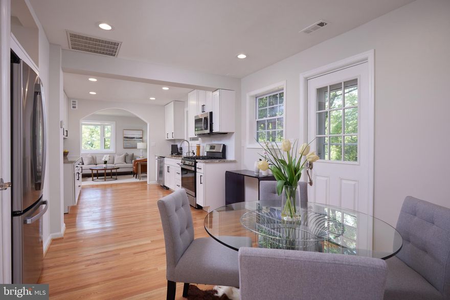 Welcome to this charming and fully renovated rambler, offering 5 bedrooms and 3 bathrooms, meticulously updated from top to bottom. This home combines classic appeal with modern conveniences, making it a perfect sanctuary for comfortable living. As you enter through the newly added vestibule, you'll immediately appreciate the thoughtful design that sets the tone for the rest of the home. Step into the light filled living room, where a beautiful bay window and refinished hardwood floors create a warm and inviting atmosphere. This space seamlessly flows into the heart of the home—the Chef's kitchen. It boasts new white shaker cabinets, sleek stainless-steel appliances, new hardwood floors, and modern canned lighting, making it a culinary haven and a central gathering spot. Adjacent to the kitchen is a separate dining area, perfect for both formal and casual meals. The main floor features four spacious bedrooms, all with gleaming hardwood floors, and two fully renovated bathrooms. Each bathroom has been updated with new vanities, fixtures, flooring, and elegant tile work, ensuring a luxurious experience. The fully finished basement offers additional living space and versatility. It includes a walk-up entrance, a bedroom/rec room, a renovated full bath, a bonus room ideal for a home office or gym, a laundry room, built-in storage, and new LVT flooring. This lower level provides ample space for various activities and needs. The exterior of the home is equally impressive, with professional landscaping, a spacious deck perfect for outdoor entertaining, and two storage sheds for all your tools and equipment. The large driveway accommodates up to four cars, providing ample parking for family and guests. The entire house has been freshly painted inside and out, enhancing its curb appeal and overall aesthetic. Additional upgrades include a new water heater, chimney work, a new electrical meter, and a circuit breaker panel with 200 amps, ensuring the home is both safe and efficient. Situated just north of Kensington off Connecticut Avenue, this charming home is located in a serene neighborhood yet conveniently close to schools, parks, the unique charm of Antique Row and the diverse shopping options in downtown Kensington, along with a variety of dining experiences along the University Boulevard and Connecticut Avenue corridors. Don’t miss the opportunity to make this beautifully renovated rambler your own!