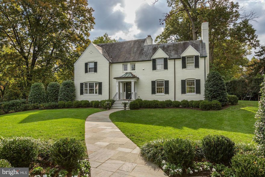 NEW PRICE! Exceptional + well-appointed white brick Colonial on a coveted corner lot in offering 5BR/5.5BA throughout 4 floors. Renovated by Barnes & Zantzinger - adorned w/ custom millwork + sophisticated touches. Impeccably maintained, move-in ready! Expansive yard w/ patio, perfect for entertaining plus ice skating rink w/ chiller. Attached 3-car garage. Approx 5,900SF per floor plans.