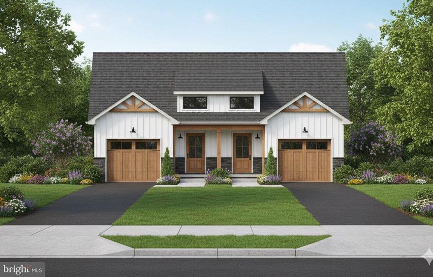 Welcome to 55 Wilmar Ave., Hanover Pa!  Discover the charm and spaciousness of this beautiful 1/2 Duplex offering a generous 1,770 finished square feet of living space. With 3 bedrooms, 2.5 bathrooms, and a 1-car garage, this to be built home seamlessly blends comfort and style.

Step inside the expansive foyer where you're greeted by a convenient half bath. Continue into the heart of the home: a stunning open-concept dining area, kitchen, and family room. This entire space is elevated by gorgeous exposed beams that add a touch of rustic elegance. The kitchen is a chef's dream, featuring an island for prep and seating, a separate pantry, and a first-floor laundry room for ultimate convenience.
The open, large family room boasts impressive cathedral ceilings and more beams, centered around a cozy, maintenance-free fireplace—perfect for relaxing evenings. The primary bedroom is also conveniently located on the first floor, offering privacy and easy living. It includes direct access to the primary bath and a spacious walk-in closet.  From the family room, step out onto a beautiful covered deck, ideal for enjoying your morning coffee or evening cocktails. Downstairs, you'll find two additional bedrooms and a full bath. The lower level also features an optional rec room that offers flexible space, which leads directly out to a lovely outside patio—a fantastic spot for entertaining guests! Don't miss the opportunity to make this exquisite duplex your new home!