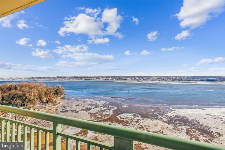 Under Contract, pending review of HOA documents.   You may continue to schedule showings until that contingency is removed.  CONDO FEE INC. ALL UTILITIES, ALL AMENITIES, GARAGE PARKING. Imagine starting your day with a cup of coffee on your private balcony, taking in breathtaking views of the river, the iconic D.C. monuments, and the ever-changing skyline. Watch the sunrise, enjoy the full moon, or catch a glimpse of the annual boat parade and tall ships as they glide by. This exceptional end unit offers the perfect backdrop for both work and relaxation.

Boasting an updated kitchen with honed granite countertops, custom-finished wood cabinets, and modern appliances, this home is designed for both style and function. The spacious living area features wood flooring, built-in bookshelves and cabinets, a dry bar, and ample storage throughout. Plus, you'll appreciate the generous closet space and convenient garage parking.

If you are looking for a luxurious, convenient living space close to the heart of Washington, D.C.? This stunning condo offers the perfect blend of comfort and accessibility for those working in the nation’s capital. Nestled in a prime location, this modern unit provides easy access to the political and cultural hub of the city, with high-end amenities and a stylish, spacious interior. Whether you're looking for a peaceful retreat after a busy day or a place to entertain, this condo is designed with the needs of professionals in mind. With excellent transit options, top-tier security, and a vibrant neighborhood, it’s the ideal home for anyone working at at home or at key governmental offices.

Located in a vibrant community with plenty of activities, this building offers a range of top-tier amenities including an onsite convenience store, dry cleaner, 24-hour front desk, fitness center with river views, and a waterfront pool with swim lanes. The newly renovated party room and lobby provide the perfect spaces for entertaining and unwinding.

Step outside to the Mount Vernon Bike Trail, or enjoy easy access to King Street, Harris Teeter, Trader Joe’s, restaurants, shops, and more. Just minutes from downtown D.C., one stoplight from the city, and with quick access to the airport, you'll find the ideal balance of luxury and convenience. This is more than just a condo—it's a lifestyle in one of D.C.'s most coveted locations.

OFFERS WILL BE REVIEWED ON MONDAY NIGHT JAN 13TH.