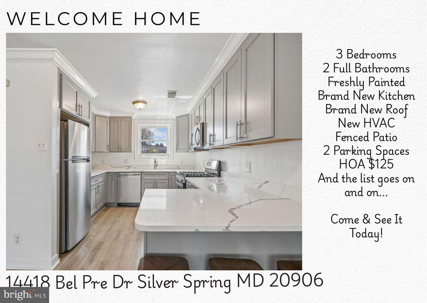 Ignore the days on Market! It was undergoing renovation!!

Back On the market and now showcasing a stunning a NEW KITCHEN, NEW ROOF and fresh paint throughout!! Fee simple townhome (meaning...this is not a condo) in Montgomery County for $345k! It offers an open, spacious and functional floor plan that is bright, with 3 well-proportioned bedrooms and 2 full bathrooms. Some of the most recent updates include neutral color plank flooring in main level, beautiful two-tone hardwood floors that add character and style throughout the entire upper level and a new HVAC system (only 1-year young). Outside you'll find your fully fenced-in backyard — a private retreat perfect for summer barbecues, pets at play, or simply unwinding after a long day.  Location is also unbeatable with shopping, dining and entertainment within walking distance and ICC, Glenmont Metro and transportation only minutes away. Schedule your tour today!