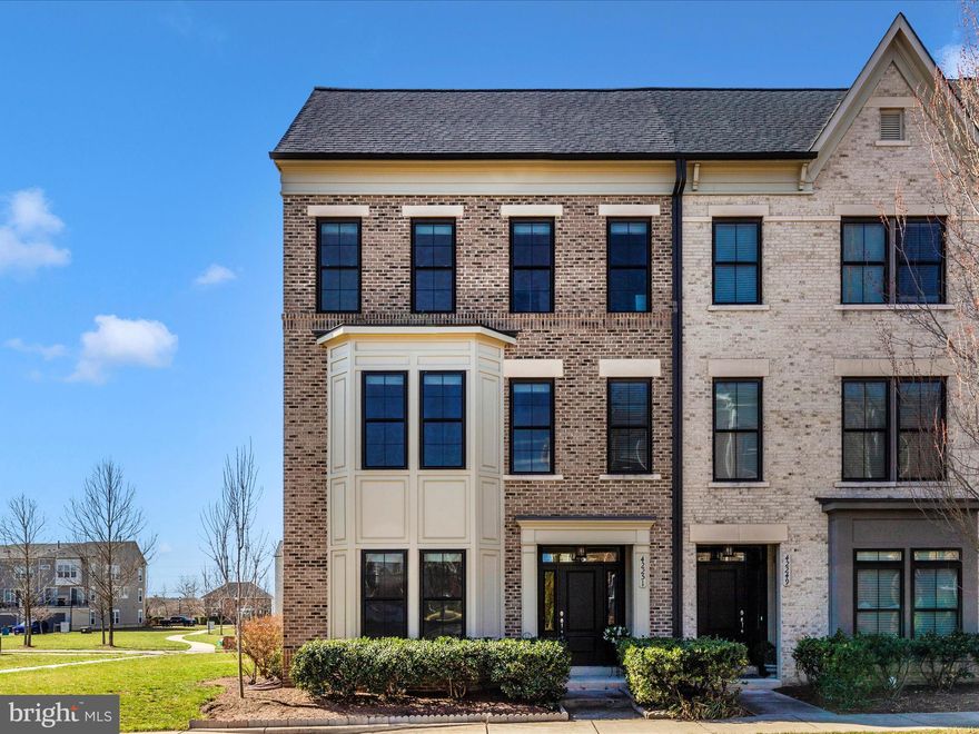 Welcome to 42251 Riggins Ridge Terrace! This beautiful end-unit home is built by Miller& Smith in 2014, in the highly desirable Brambleton community, this end unit was built on a best premium lot, with a large open space to enjoy the extra green space. This stunning 4-bedroom, 3.5-bath end-unit townhome, offering over 3,000 sq. ft. of beautifully upgraded living space. On the first level, offer a spacious bedroom/office and a full bathroom, along with a lovely recreation room, access to the two-car garage. The main level, dining room, powder room, and on your right welcomed by a beautifully open floorplan that includes a gourmet kitchen, oversized island, plenty cabinetry, a bonus eat-in or working space, dining area, living room with a gas fireplace and spacious balcony—perfect for entertaining family and friends! Expansive windows throughout the home fill the space with abundant natural light, enjoy your morning coffee in the kitchen overlooking the morning sunlight or the rainbow in the sky after rain, and all the beautiful details of this dream home! The upper level features a hall bathroom, upstairs laundry room, and three bedrooms, which including a primary suite, a huge walk-in closet and ensuite bath complete with two vanities, and stand-up shower, and a walk-in closet. Freshly paint throughout, hardwood floor throughout all three levels, roof 2024. Nestled in the heart of Brambleton, just minutes from the Brambleton Town Center, Hal & Bernie Park, and everything Loudoun County has to offer. This move-in-ready home provides easy access to shopping, dining, and community amenities. Brambleton HOA's amenities which includes pools, clubhouses, walking trails, and high-speed Verizon Fios! Schedule your showing today!