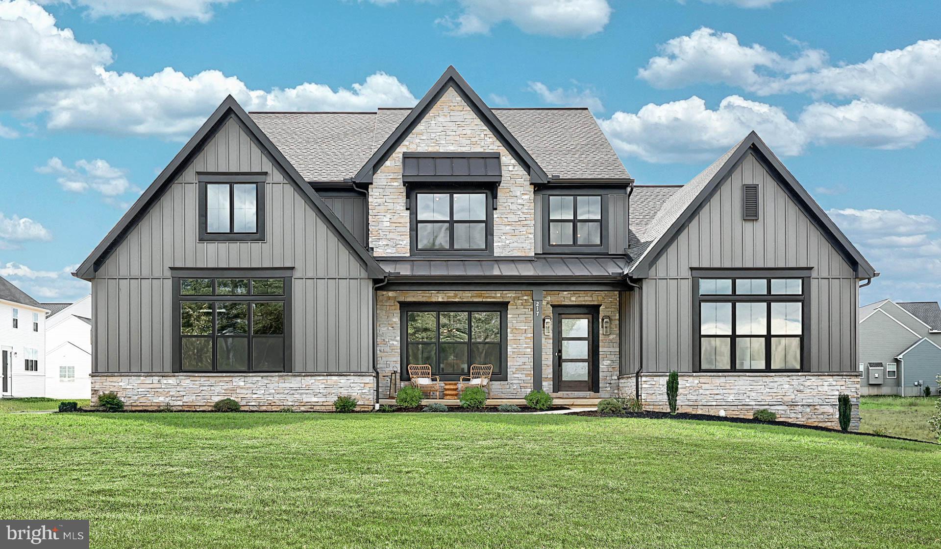 This beautiful 2-story home includes a welcoming front porch, and a 2-car side-load garage with entry into a spacious laundry room. The thoughtfully designed, open floor plan features 9’ceilings in the basement and first floor and a 2-story foyer extending to the great room. Stylish vinyl plank flooring flows throughout the main living areas. The study is across the foyer from the formal dining room accented by wood beams. The kitchen is well-equipped with Cambria countertops, a tile backsplash, stainless steel appliances, and a large center island and pantry. Next to the kitchen is a sunny breakfast area that provides access to a screened patio and the great room is warmed by a gas fireplace with a tile surround and solid wood slats that create the perfect focal point. Tucked quietly to the back of the home, the first-floor owner’s suite has a private bathroom with a tile shower, two vanities, a freestanding tub, and an expansive closet. There are 3 additional bedrooms and two full bathrooms on the second floor.