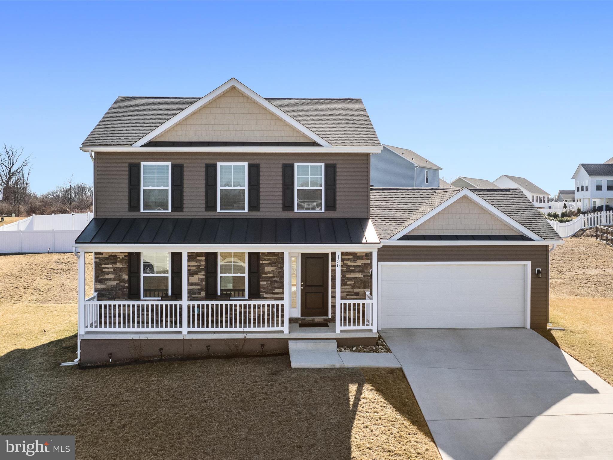 Built just two years ago, this like-new home on the south end of Martinsburg is located just minutes from Rt. 9, making it a great spot for commuting and accessing local amenities. Situated on a cul-de-sac lot, this 2-story residence has been meticulously cared for and enhanced with a stone front facade, custom window blinds, and kitchen cabinet hardware. Watch spring come to life with the freshly planted trees and landscaping that enhance the beauty of this home. The main level contains an open-concept kitchen with granite counters and stainless steel appliances. The dining space off the kitchen flows naturally into the family room, all of which feature durable LVP flooring. 3 bedrooms and 2 bathrooms, plus upper level laundry facilities, complete the upstairs. The primary suite contains a spacious attached bath with double sinks along with a walk-in closet. The backyard has plenty of room for pets, gardening, or a kids play area. There’s no need to wait for new construction when this move-in ready home is all ready for you!