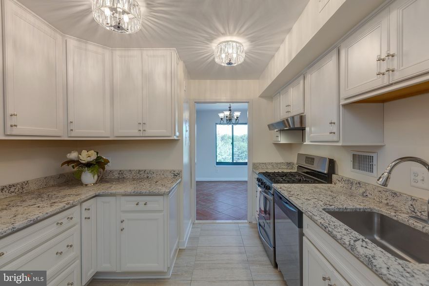 $3000.00 SELLER CONTRIBUTION TOWARD CLOSING COST.  Don't miss this opportunity!!!! Excellent location in the middle of Falls Church this beautiful END UNIT has been the pride of the owner who has remodeled almost all of it.   Pride of the kitchen has the best quality on custom made cabinets with exotic granite countertops with a wonderful taste to match the colors to make it bright, and a pleasure to be there.  Same with the bathroom with marble and best of the line on plumbing features.     Social areas with porcelain floors very easy to maintain.  Do not miss the wonderful custom made built-in closet on the dining room New windows and  New sliding door that leads to the balcony  It's a pleasure to sit there and enjoy the sunset and a peaceful view.   The  Laundry room is on the same floor as the unit.   Best of all:    All utilities are included in the condo fee.    3 parking spaces assigned to the unit.