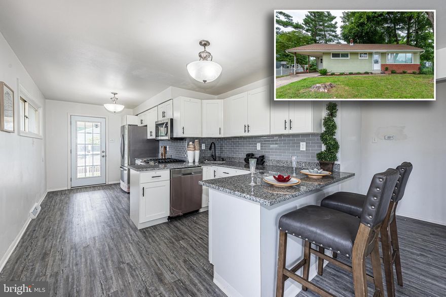 CHARMING RENOVATED RANCHER WITH OVER 1,300 SQ. FT. OF LIVING SPACE AND A LARGE YARD!  Open floor plan with a spacious living room, gourmet kitchen with granite counters, ss appliances, and tile backsplash, Primary bedroom suite with a full bath, and 2 additional bedrooms with a hall bath, large partially finished basement with a family room, laundry area, and tons of storage space, a large rear yard, and driveway parking.  Located minutes from shopping and quick commute to 95 & route 40.  Seller is still finishing some punchout work