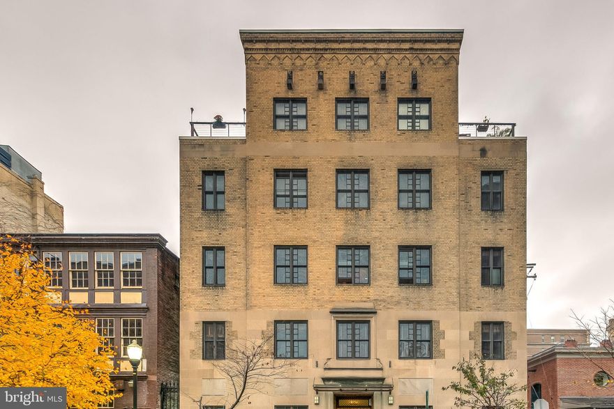 BEAUTIFULLY MAINTAINED AND EXTREMELY UNIQUE AND SOUGHT AFTER 2-STORY PENTHOUSE CONDO IN THE HISTORIC REVELS BUILDING LOCATED IN THE HEART OF MT VERNON. DEEDED PARKING BEHIND BUILDING INCLUDED. 1 BEDROOM WITH 2 BATHROOMS. GLISTENING WOOD FLOORS CASCADE THROUGHOUT. ENJOY CUSTOM CABINETRY, IMPORTED TILE, OPEN KITCHEN AND FLOOR PLAN, SS APPLIANCE PACKAGE, TONS OF NATURAL LIGHT, HIGH CEILINGS, TONS OF STORAGE, FULLY SECURE BUILDING. PRIVATE ROOFTOP TERRACE OVERLOOKING THE CITY WITH STUNNING VIEWS. KEYLESS ENTRY AT BUILDING ENTRANCE (FOB) WITH CALL BOX FOR VISITORS AND DELIVERIES. CLOSE PROXIMITY TO ALL MAJOR HIGHWAYS, RETAIL SHOPPING, LOCAL PUBS/RESTAURANTS, STADIUMS, AND INNER HARBOR. SCHEDULE A PRIVATE TOUR TODAY!