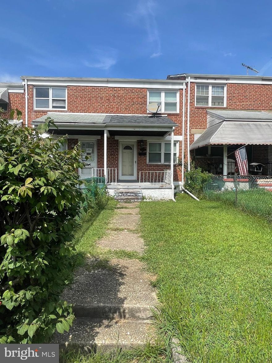 On a quiet, tree-lined street in Georgetown Rd. area. CAC, gas range. The lovely front porch sits back from the street. Large rear deck. Replacement windows. Convenient to St. Agnes Medical Center, I-95, 695, and MTA.   SOLD AS IS. WILL NOT PASS AN  FHA INSPECTION