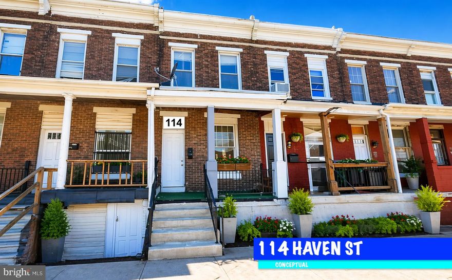 Classic 1920 brick interior rowhome offering 1,755 total square feet across two stories with basement. The home features 1,170 square feet of finished above-grade living space plus 585 square feet of unfinished below-grade area, providing additional storage or future potential. Center-unit layout with a traditional two-story design, three full bathrooms, and a welcoming one-story open front porch. Brick exterior, built-up roof, and hot/warm air heat with a combined cooling system. Property is in fair condition and presents a solid opportunity for buyers looking to update and add value. Convenient city living with the character of a classic Baltimore rowhome.