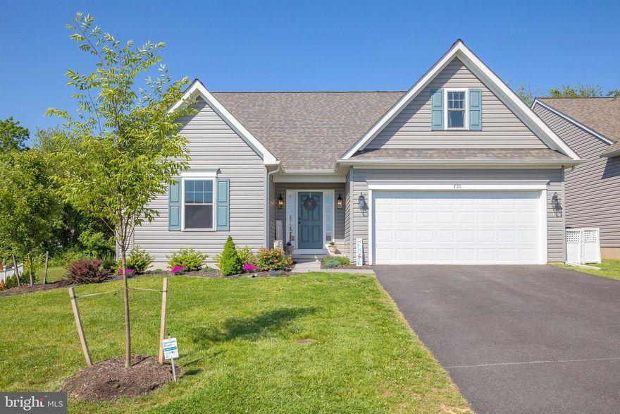 Welcome Home to 230 Greenwood Drive in the growing community of Pine View Estates, proudly built by Cedar Knoll Builders. This Juniper model is smartly designed with two Primary Suites - one on the main floor and the other with complete privacy on the second floor. As soon as you walk through the front door you will realize that the Sellers thoughtfully upgraded it throughout, from the LVP flooring on the main level to the 2’ bump out in the Dining Area, the gas appliance package, gas fireplace with slate surround in the Great Room, the 60” Kitchen Island, stained oak treads on the stairs, 10’ x 12’ Timbertech Deck with steps to grade and the 2nd floor Primary Suite which alone is a $50k upgrade!!! While the new Owners can comfortably live on the main floor with it’s 3 Bedrooms, 2 Full Bathrooms and Laundry Room, the real fun is upstairs with the immense Bedroom and decked out Bathroom with walk-in closet and unfinished walk-in storage room. The double vanity is expansive, the shower is oversized and the commode behind a closed door. The unfinished Basement is perfect for a workout area, casual entertainment space or just storage - whatever you’d like! A few things that you might not notice are the plumbing rough-in located in the laundry room for a dog bath, the gas line on the Deck for a grill and the included Refrigerator, Washer and Dryer. Why wait nearly 6 months to build a home like this? Take the opportunity to call 230 Greenwood Drive your new home and appreciate the value at which it is being offered.