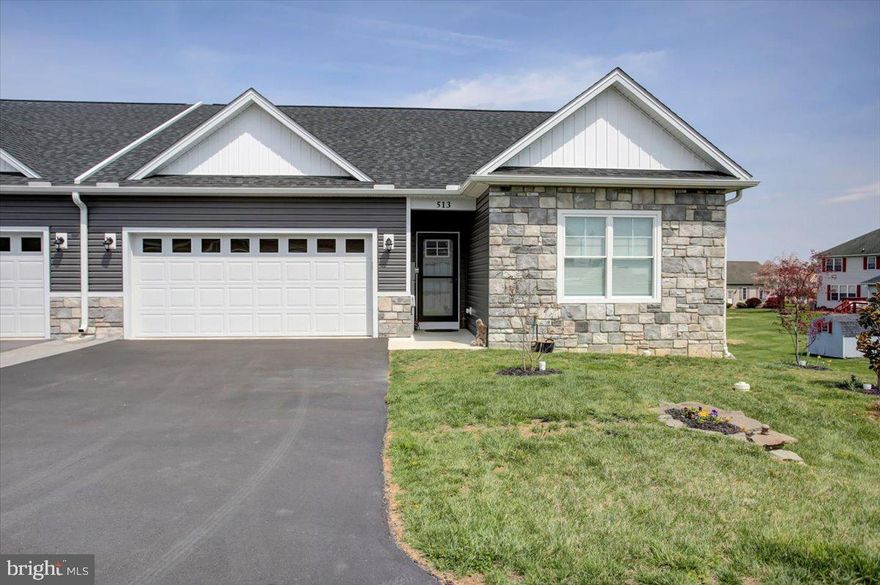 LESS THAN 2 YEARS YOUNG.  This immaculate end-unit Villa in Melrose Meadows is care-free living at it's best!  Many upgrades have been made by the Owners since they purchased it new:  finished lower level that walks out to concrete patio, added 12'x28' deck with full awning, added kitchen appliances, installed LVP flooring in all bedrooms, upgraded air filtration system in HVAC with HEPA filter & UV light, installed window treatments and added water treatment systems.  Other features of this 3 bdrm, 2 bath home include fire sprinkler system, finished 2 car garage and open floor plan.  Just South of Greencastle, the location is convenient to Greencastle and Maryland featuring a walking path to Antrim Township Park.  The large rear deck is perfect for those morning coffees or peaceful evenings...enjoy the easy life with an HOA that provides lawn care, snow removal, and common area maintenance.