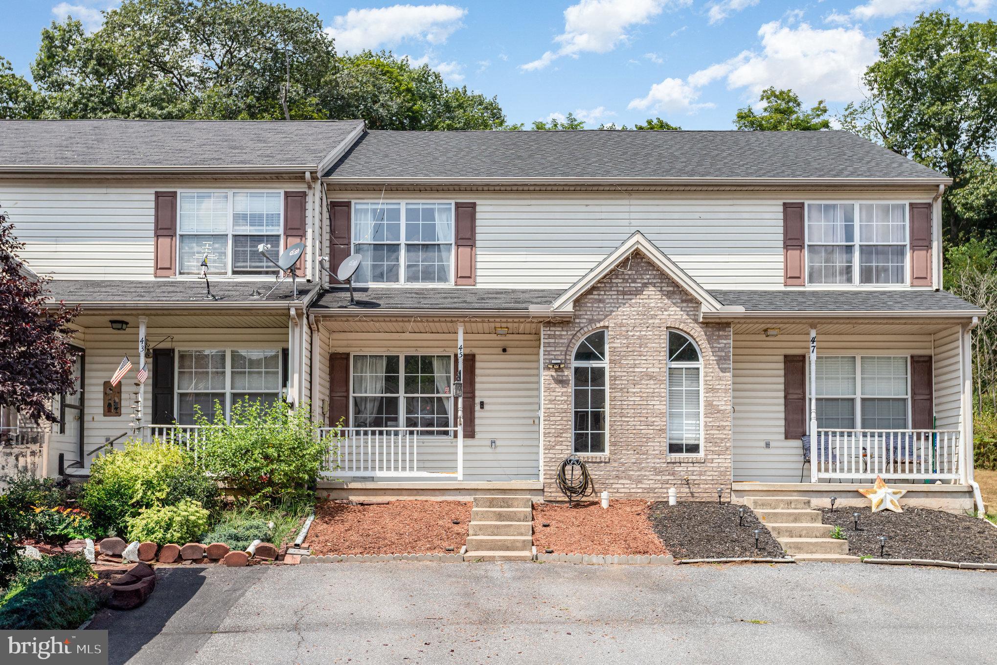 With 100% financing options available, plus the seller covering the $50 initiation fee and paying the first year of HOA dues in advance, this beautifully maintained townhome in Petersburg Commons is a fantastic find. Looking for the perfect starter home? Step inside to a bright, inviting living room that flows into a well-equipped kitchen complete with stainless-steel appliances—all included! You’ll love the thoughtful updates: brand-new microwave and stove (2025), a sleek dishwasher (2024), refrigerator, washer, and dryer (2021), plus a new kitchen sink and refreshed flooring throughout the kitchen, dining, and entryway. Upstairs, two generously sized bedrooms each feature walk-in closets, while the full bath with a double vanity offers plenty of space to share. Mechanical peace of mind comes with a newer heat pump and dryer vent (2019), along with a radon system installed in 2024. Enjoy crisp fall evenings on your brand-new deck (2025) overlooking the backyard, with an attached storage shed for all your seasonal items. Even better, this home has seen practical upgrades like tree removal (2024), ensuring your outdoor space is ready to enjoy. All this, tucked in a convenient location near Routes 322 and 11/15 ...making commutes a breeze. This home isn’t just a place to live, it’s a place to start your story. Schedule your private tour or pop by one of the open houses and experience why this home is truly a joy to see!
