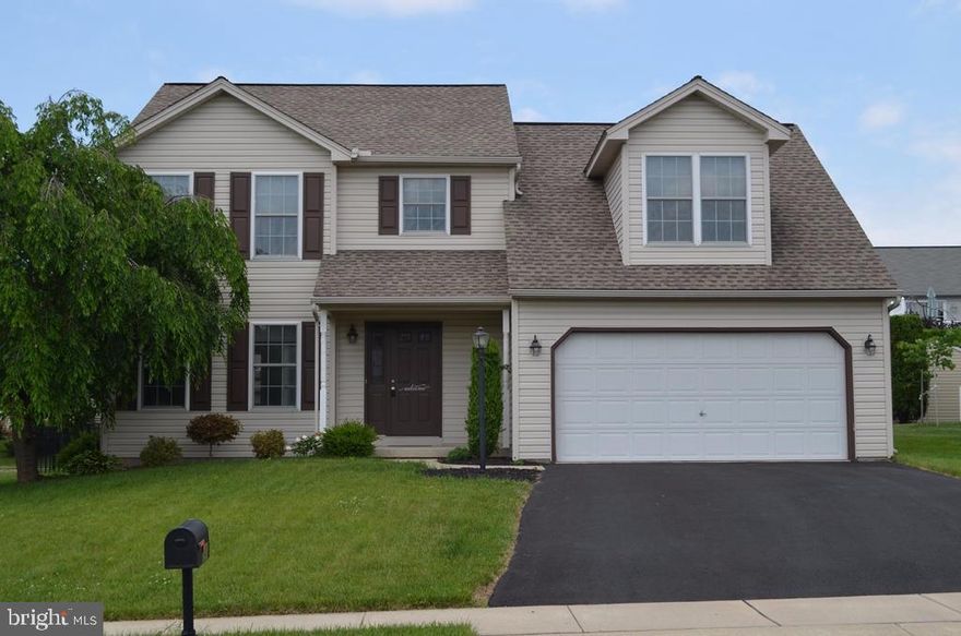 Located on a quiet cul-de-sac, this spacious 4 bedroom, 2.5 bath home features a large eat-in kitchen with granite countertops and brand new island. Generously sized bedrooms with large closets. Economical natural gas heat. AC system has been replaced in past year. Stamped concrete patio to enjoy w/ a fenced in yard and shed.