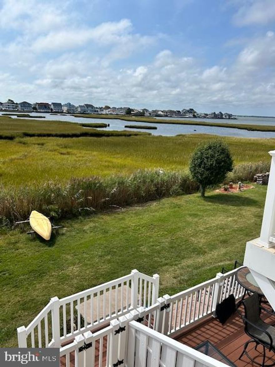 Must See - A beautifully decorated and updated 2 bedroom, 2 full baths, townhouse/condo located in North Ocean City on the bay in Jamestown Inlet.  You will be able to wake up every morning and look out your window or sit on the rear deck and look at the water and just relax.  Let your worries melt away. The first level has an open concept layout featuring a bright, inviting dining area, flowing effortlessly into the kitchen and living room.  The kitchen is equipped with modern appliances and ample cabinetry including a pantry. The first level has new LVP flooring, wood burning fireplace with a new insert which has never been used, quartz kitchen countertops, and a full bath.  The second level has new carpet, full bath with an updated double sink vanity and a new walk in shower. A new roof was put on in April of this year and the hot water heater was replaced three years ago. Basic Comcast cable included with your Condo fees. Furniture is not included. You will be 5 minutes to the beach, movies, gym, shopping center and local restaurants.  You will be able to walk everywhere. . Come see this gem!!  Furniture is available for sale price negotiable to purchase except for pictures and king size bed.