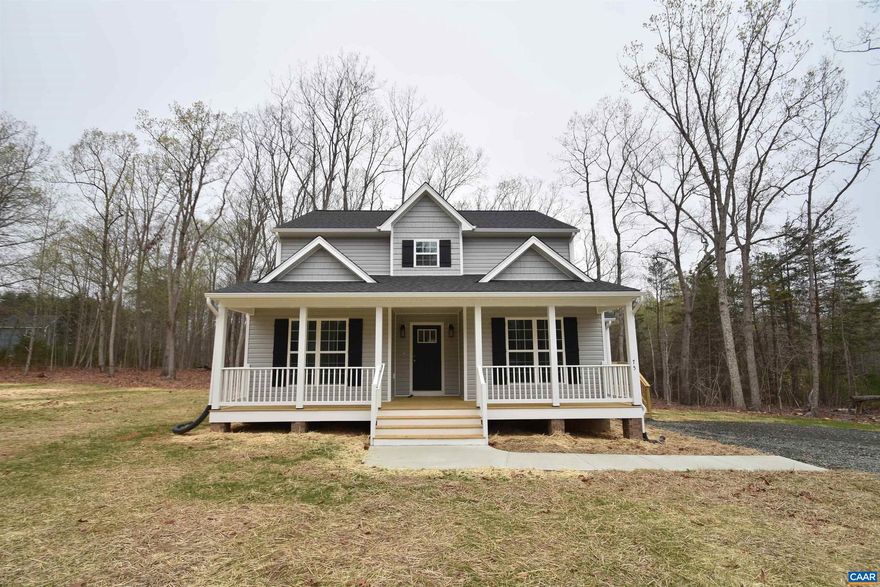 TO BE BUILT less than 2 miles to the Town of Gordonsville! The welcoming front porch of the NEW AVERY floor plan boasts a craftsman style front door and shutters, black windows on the front of the home and black gutters, wall lanterns,  extra LED lights, and shake in three sections. The open concept floor plan with laminate flooring in the main living areas, great room with ceiling fan, kitchen with 2x8 island, granite counter, stainless appliances, Tier 2 42" wall cabinets, French door leading to the 10x12 deck, mud room with trim package and half bath tucked away from the main living areas. The first floor master with ceiling fan lead to an ensuite bathroom with double bowl vanity, 5' walk in shower, linen closet and walk in closet. The stairs are located off the kitchen to access the 3 bedrooms upstairs including the full bath, laundry room and pull down attic stairs. No HOA or WATER or SEWER Bills. Late Fall completion. PHOTOS ARE OF A SIMILAR COMPLETED AVERY PLAN. Ask about saving up to $7,500 in SELLER PAID CLOSING COSTS!,Granite Counter