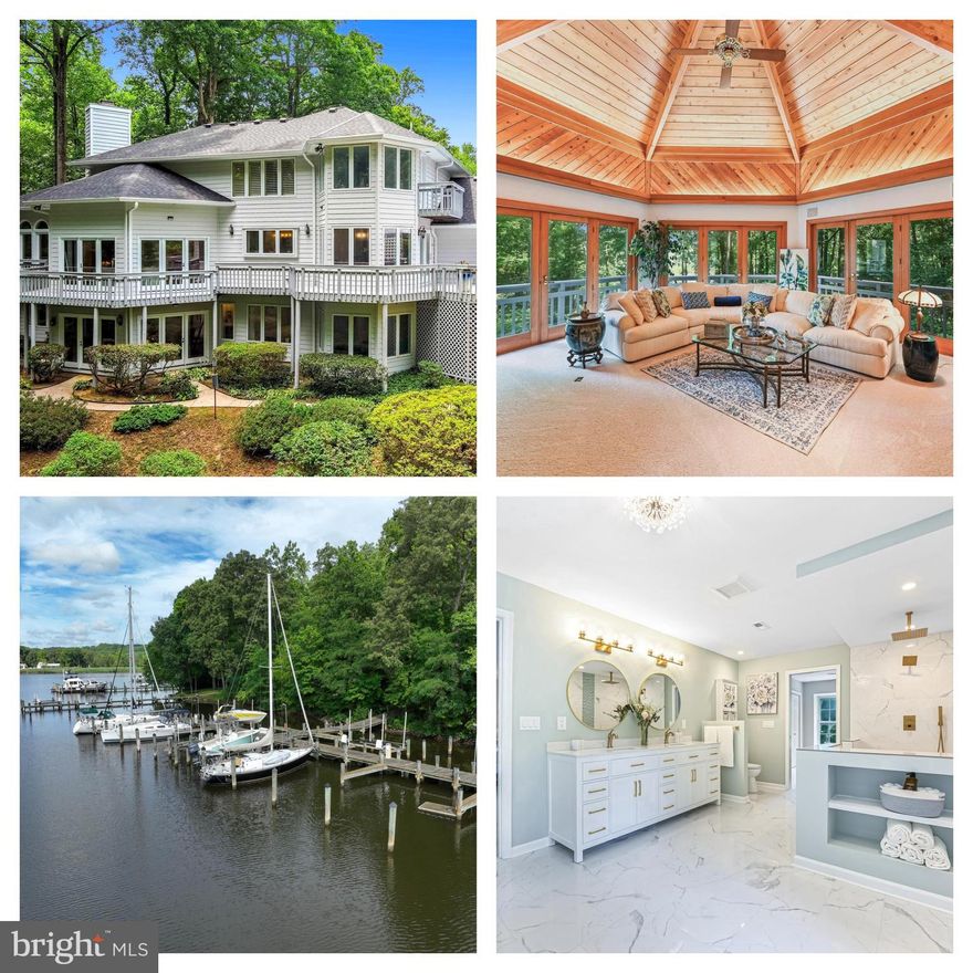 VIRTUAL TOUR ATTACHED...a must see!

FULLY RENOVATED WATER VIEW ESTATE with DEEDED BOATSLIP (Slip #10) - 5 BEDROOMS, 6.5 BATHS, 2 CAR SIDE-LOAD GARAGE on 1.67 ACRES in the prestigious Crownsville Waterfront neighborhood of MAYNADIER.  Perched on a private, wooded lot with LARGE FLAT FRONT YARD, this home incorporates a transitional exterior with an elegant, more traditional interior throughout its 5500+ square feet of space.  The estate, designed by Paul Johannes and John Greco, is located in Maynadier, a small enclave of exclusive homes only minutes from Annapolis and a close commute to Baltimore and Washington, DC.  The estate features a non-riparian waterfront lot perfectly situated for bird watchers, boaters and connoisseurs of "the good life".

As you enter the large double doors, the vestibule and foyer offer a hint of the taste and elegance within.  Highlighting the foyer is inlaid marble with refinished hardwood, a stunning floating staircase and large, antique chandelier.  Architectural impact is realized in the dynamic great room, with the massive stone wood burning fireplace, accent lighting, tongue-in-groove wood ceiling and three walls of atrium doors which lead to extensive exterior decking.  The adjacent formal living room boasts elegant crown moldings, a formal mantle with Norwegian marble and brass detail, decorative wall sconces and elegant tray ceiling.  The formal dining room features hand-cut moldings, plaster ceiling medallion and stunning brass chandelier.

The kitchen has been fully renovated with QUARTZ COUNTERTOPS, two dishwashers, high end appliances, NEW LIGHT FIXTURES, oversized STAINLESS STEEL SINK with REVERSE OSMOSIS water spigot, extra-large REFRIGERATOR, DOUBLE OVENS, a 4'x4' automatically lighted pantry and BUILT-IN CHINA CABINET in the BREAKFAST NOOK with WATER VIEWS of MAYNADIER CREEK.  Off the kitchen is a large WATERVIEW DECK - perfect for entertaining.  

The top level of the home is completely dedicated as the PRIMARY BEDROOM SUITE which offers extravagant luxury and privacy.  The PRIMARY SUITE offers 2 FULL BATHROOMS that have been fully renovated.  The largest PRIMARY BATH is over 225 square feet and features a WATERVIEW FREE-STANDING TUB, 84" DOUBLE VANITY, HUGE CUSTOM WALK-IN SHOWER with RAIN SHOWER, WALL SHOWER and HAND-HELD SHOWER. CUSTOM DECORATIVE TILE ACCENTS, HIDDEN RECESSED NICHE, PORCELAIN TILE FLOORING, CUSTOM SHELVING and beautiful BRUSHED GOLD LIGHT FIXTURES / CHANDELIER complete this EXQUISITE PRIMARY BATH.  The SECOND PRIMARY BATH features a CUSTOM SHOWER, NEW VANITY with lots of storage UPDATED LIGHT FIXTURES.   A SITTING ROM/GYM/NURSERY is located off the WALK-IN CLOSET with another large closet for storage.

The finished WALK-OUT BASEMENT features 3 LARGE BEDROOMS (all with water views and ENSUITE BATHS, a large LIBRARY with CUSTOM BUILT-INS, a DEN/CRAFT ROOM with built-in cabinetry, a "SAFE ROOM" for storage, linen closet and a CEDAR CLOSET.  

NEW ARCHITECTURAL SHINGLE ROOF, GUTTERS, SOFFITS, DOWNSPOUTS and Freshly Painted Throughout.  Newer Hot Water Heater. GEOTHERMAL HEAT.

ONE YEAR WARRANTY provided by seller.