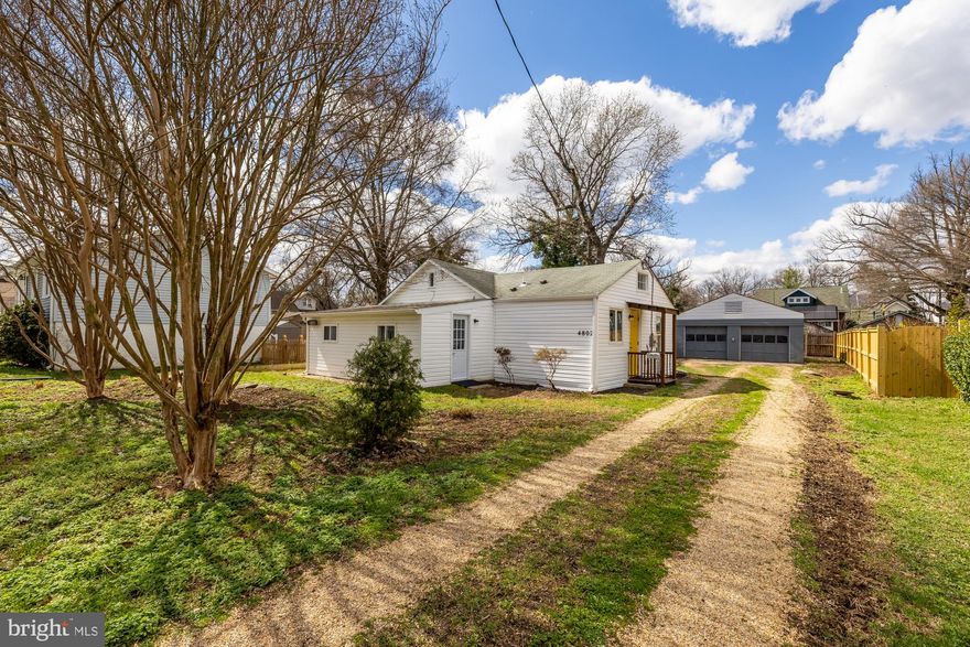 Imagine yourself at home in this 3BD/2BA renovated bungalow with glamorous cabin vibes located on a quiet neighborhood street in Edmonston, MD. 

This charming single-family home greets you with a welcoming entryway complete with a built-in coat rack and bench. Handsome hardwood floors lead you into a stylishly updated kitchen and dining space, elevated by exposed wood beams, recessed lighting, and plenty of natural light thanks to generous windows. Butcher-block counters, new stainless-steel appliances, floating shelves, and a spacious pantry add elegance to your everyday meals and dinner parties.

Vaulted ceilings and twin skylights transform the adjoining living room into an incredible spot for conversation and relaxation. The living room also offers wide views of a spacious fully fenced-in backyard, which comes with a two-car garage (plus additional off-street parking), a shed for convenient storage, plenty of space for gardening and free play, and even a fun tree fort sure to bring out the kid in anyone. Three full-sized bedrooms anchor the home, one of which includes a spa-style, en-suite bathroom, and another of which features a private entrance and sitting area (which could easily double as a home office or library). Folding doors conveniently hide the property’s washer and dryer and utilities. 

At 4801 51st Place, live just minutes from a range of opportunities for shopping, dining, recreation, transportation, and more. There’s the Anacostia Tributary Trail System and Bladensburg Waterfront Park for outdoor adventures; bars and restaurants including Franklins, Pizzeria Paradiso, Streetcar 81, Sangfroid, Vigilante Coffee, Manifest Bread, and 2Fifty Texas BBQ; and everyday amenities like Whole Foods, Yes! Organic Market, Community Forklift, and Walgreens. Plus, be on major roads like East-West Highway, Route 1, Kenilworth Avenue, and Bladensburg Road in no time. 

Come inside and explore this move-in ready single-family home today!