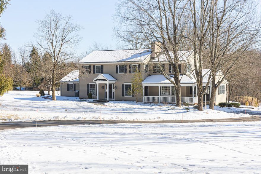 ***Please submit all offers no later than Noon on Tuesday, February 4th.  Nestled on just over 4 serene acres with sprawling views in sought after Upper Makefield, this stunning home offers the perfect blend of space, comfort and natural beauty. This beautiful home boasts 4 bedrooms and two and 1/2 baths, with a layout designed for relaxation and entertainment.  Beautiful Hardwood floors for seamless flow and new Anderson oversized windows which provide abundant light throughout add to this delightful home. A generous formal dining room and an informal living room with wood burning fireplace are special places to build memories. The nearby eat in kitchen features granite counters with counter seating and expansive dining area, dry bar, wine cooler convenience at your fingertips for all your entertaining needs.  Stunning views with convenient patio access to beautifully curated blue stone patios and outdoor seating, are the perfect setting for alfresco dining! garden walkways from patio to pool makes outdoor entertaining effortless. Back inside the main corridor features unique and beautiful Ash random plank floors which lead to the dramatic and spacious sunroom with vaulted ceiling and abundant natural light, this room was made to enjoy breathtaking surround views of this peaceful property.  Adjacent to the sunroom is a cozy gathering room with wood burning fireplace and built in bookcases adding warmth and versatility to the home. Double doors lead to a spacious mudroom, study, home office with separate entrance from a covered porch.  An unfinished basement which offers workspace, gym and plenty of storage offers many possibilities! Outside, enjoy the recently refurbished pool area with custom landscaping and patio design that creates a luxurious oasis for summer relaxation, irrigation system, and outdoor lighting add beauty day and night! As a bonus, a separate one bedroom, in-law equipped space is perfect for extended family or guests.  With its picturesque views, open and bright interiors, and prime location in Upper Makefield near Newtown, the I 95 corridor, surrounded by preserved land.  This property is a true gem for those seeking privacy without compromising convenience.