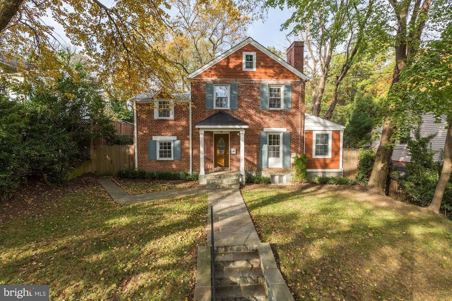 Terrific value in Chevy Chase Hills for a renovated four bedroom colonial!  Three finished levels featuring renovated kitchen with granite counters, ss appliances and family/breakfast area.  Renovated baths. Bonus sunroom opens to patio.  Finished lower level with recreation room and fireplace. Driveway parking off the alley and street parking. Walk to trail and future Purple Line stop.
