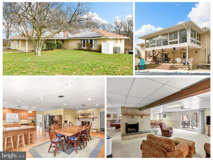 Welcome to an extraordinary opportunity! This meticulously maintained all-brick rancher is a true gem, featuring a stunning in-ground pool and a private in-law suite complete with its own separate kitchen. Situated on over one acre of lush property, this expansive 4800 square foot rancher offers the perfect blend of comfort and versatility.

Boasting four bedrooms, three full baths, and two half baths, this home is designed for both spacious living and private retreats. A new architectural shingle roof was installed in 2023, ensuring durability and longevity.

As you step into the welcoming foyer with slate flooring, you'll immediately sense the warmth and character of this home. The spacious kitchen is a chef's delight, adorned with custom oak cabinetry, ample cabinet space, and red oak hardwood flooring. Gather around the kitchen table by the inviting  fireplace with a gas insert, creating a cozy atmosphere for family and friends.

The kitchen seamlessly flows into the newly added four-season room, (added 2015)  surrounded by windows that flood the space with natural light and offer breathtaking views of the 16x40 in-ground pool (Pool liner replaced in 2016, and a new sand filter added in 2023). A formal dining room and a generously sized living room provide additional spaces to relax and entertain.

The primary owner's suite is a private haven with an attached full bath, featuring elegant finishes, a large jetted soaking tub, and a separate stall shower. Two additional well-appointed bedrooms share a full hall bath with updated stylish tiling and a vanity. The main-level laundry room and an additional half bath add to the convenience of the main living space.

Descend to the lower level, where a spacious recreation room awaits, complete with a bar, a study or office area, and a second fireplace with a gas insert. Discover the private in-law suite with its own entrance, full kitchen with table space, private bedroom, separate laundry, and a full bath. The basement opens to the rear pool patio area, creating a perfect setting for summer entertaining.

Outside, an impressive two-level outbuilding with a new roof offers two garage bays, providing versatility for use as a workshop, additional car space, or storage. A second storage shed with a newly installed roof is perfect for housing pool equipment and lawn tools.

The property also features a well-maintained three-car attached garage and ample parking in the driveway. Conveniently located near Interstate 70, downtown Frederick, grocery stores, gas stations, and restaurants, this home is in the award-winning Oakdale High School district. Don't miss this exceptional opportunity to make this property your own! ***Seller is providing a 1-year Home Warranty***