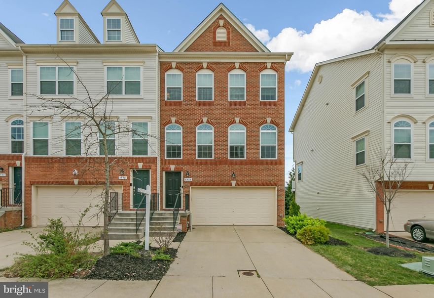 MUST SEE!! Super clean and COVID sanitized for in-person viewing! Gorgeous brick end unit luxury town home, 6 yrs YOUNG! This home features 3 bedrooms, 2 full bathrooms, 2 half bathrooms and 2 car garage.  Enjoy a gourmet kitchen with granite counter tops, stainless steel appliances and deck off the kitchen. The lower level has a family/rec room with half bathroom and walkout to the backyard. Upper level has a spacious master bathroom with walk-in closet, master bathroom with dual vanity sinks, separate shower and soaking tub. The upper level also has two additional spacious bedrooms, full bathroom with dual vanity sinks and laundry area. The beautifully landscaped community features a clubhouse, swimming pool and playground. All this AND conveniently located near plenty of shoppes, entertainment, Laurel Towne Centre, Fort Meade Army Base, NASA, MARC train, major routes 295, 32, route 1, 216, 95 and ICC. Don't let this one get away. Call TODAY to schedule to take a tour of this home before its GONE.