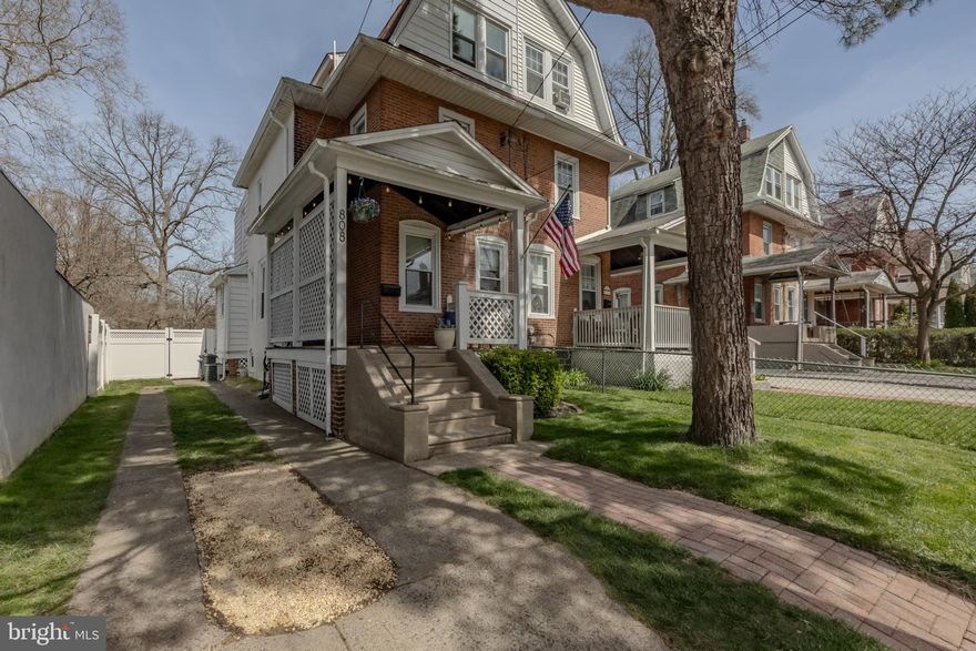 The best of everything!  This beautifully updated 4 bed 2.5 bath twin in the very heart of Ardmore offers you the best of everything!  You can’t beat the location of this home, the space and versatility it offers you and the charm which will give you all the feels.  Pull into the private driveway, long enough for 2-3 cars and head on in at the covered front porch.  The first floor greets you with tons of natural light in each direction.  The living room has large windows, recessed lighting, a custom mantle and beautiful oak hardwood floors.  The dining room is so beautiful and if you’re a city dweller now, you’ll feel right at home with the exposed brick wall detail.  This space has plenty of room for a large table, buffet, bar set up, etc.  The dining room also has the oak hardwood floors for a nice flow.  The kitchen is nice and bright with its white shaker cabinets, stainless steel appliances, ample windows and a door leading out to the fully fenced and very large backyard and pavers patio!  The kitchen has a large pantry closet for convenience.  The perfect powder room is tucked off the dining room.  On the 2nd floor you’ll find the large primary bedroom with hardwood floors and an updated full bath- this is so rare for an Ardmore twin .with .  You’ll also find a gorgeous hall bath with a classic tile design, bath and plenty of space.  The 2nd bedroom is spacious, also with beautiful hardwood floors.  The 3rd floor offers tons of versatility with 2 more bedrooms, depending on your needs.  The basement is unfinished and offers tons of storage space.  This home offers central air and gas heating.
The walk-to factor this home offers is awesome!  Take advantage of close proximity to all things Ardmore.  Enjoy a short walk to Carlino’s Market for lunch or a grab and go dinner, Sam's Brick Oven Pizza for a great place to meet friends, a short walk to schools, parks, public transportation and so much more.  This home is filled with natural light.  You walk in will instantly feel at home.