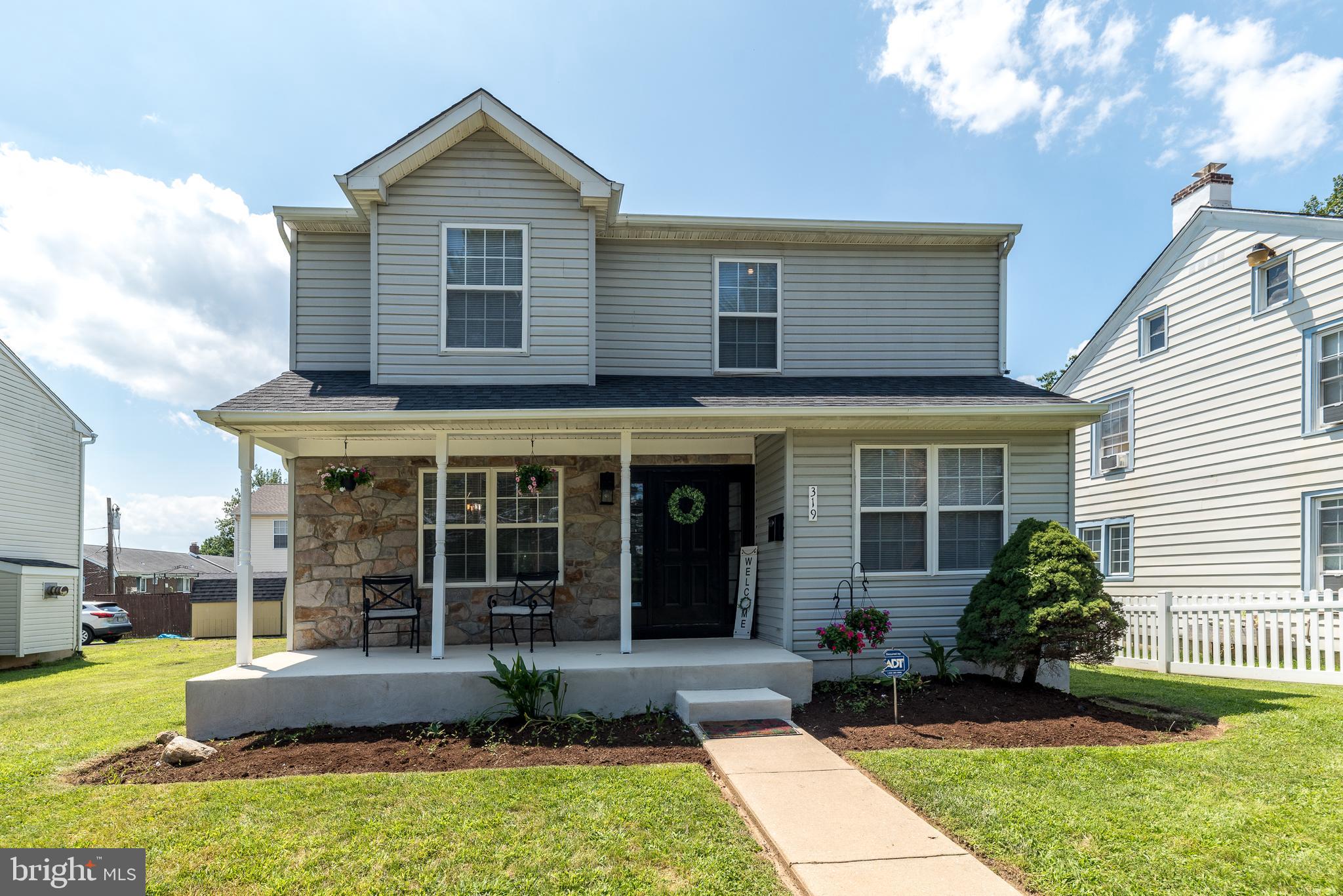 This beautiful newly updated 3 bedroom 2.1 bath residence boasts natural sunlight throughout, a covered front porch, New designer style floors, new carpeting in the 2nd and 3rd bedrooms, large 2 tiered deck perfect for summertime BBQ's and entertaining. Featuring a cozy living room, formal dining room with crown molding. The family room is accented with a beautiful wood mantel gas fireplace for cozy evenings. Fabulous gourmet kitchen offers stainless steel appliances,gas cooking, microwave, pantry, breakfast bar and breakfast area featuring a sliding door entry to a wonderful 2 tiered deck with new railings.The kitchen, breakfast area and family room create an open floor plan perfect for family gathering and entertaining guests. A side entry and powder room complete the first level. As you ascend the 2nd level the large hall closet could also be used as an extra walk-in closet or could be converted into a 2nd floor laundry room. The spacious primary bedroom is accented with a chair rail ,walk-in closet, dressing area that is currently being used as a home office and primary bathroom offering double sinks and a shower. There are two additional bright, open and airy bedrooms with new carpeting and adequate closet space and updated hall bathroom. This handsome residence is blended with character, warmth and unmatched workability. Additional features include a200 amp electrical service, gas hot air heat, central air and basement. Conveniently located with easily access to the Blue Route, Route I 95, center city Philadelphia, shopping and dining. Sought after Ridley school district. This is a wonderfully warm and invited place to call home. Shed is being sold As is condition